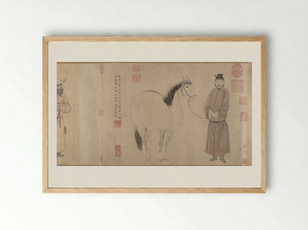 Grooms and Horses - Zhao Mengfu - Framed Print Wood