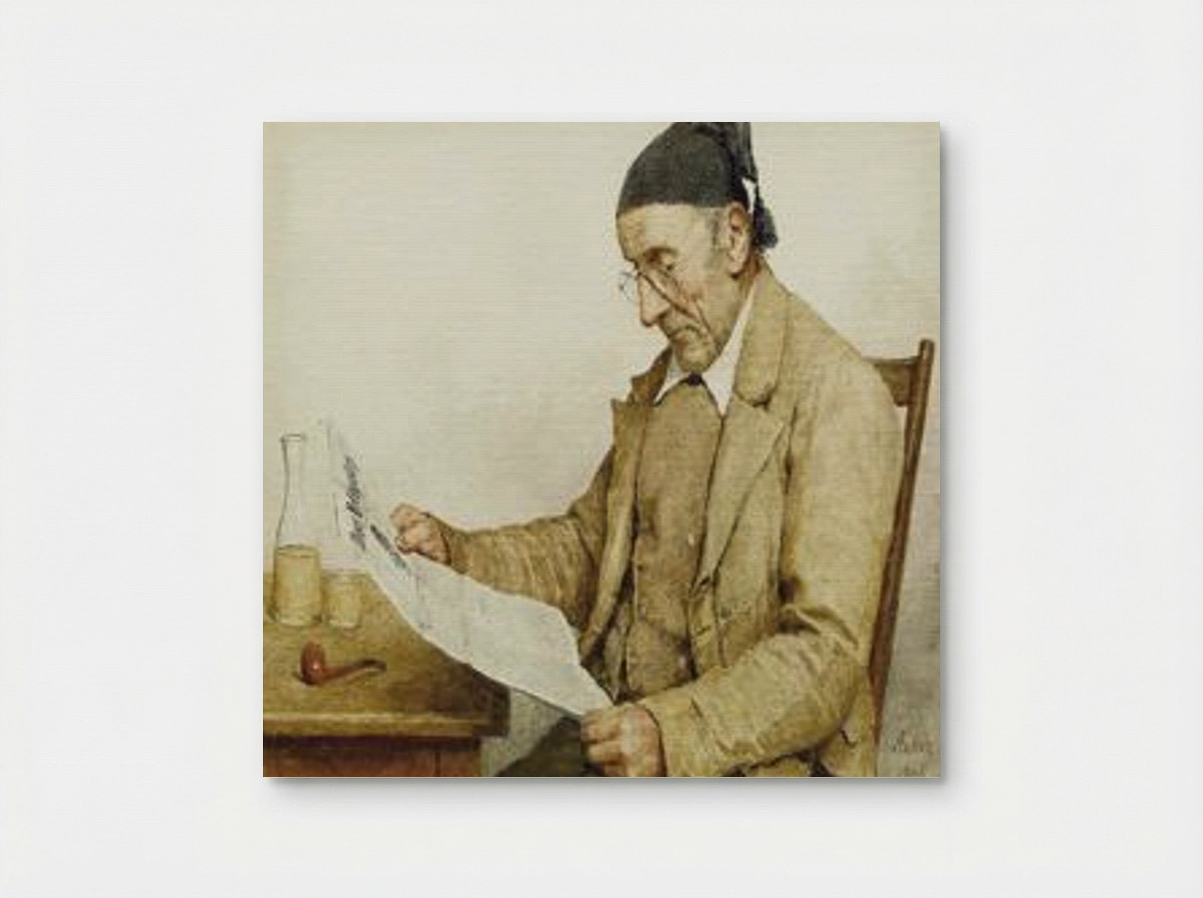 Grossvater mit Zeitung (Grandfather with Newspaper) - Albert Anker - Poster