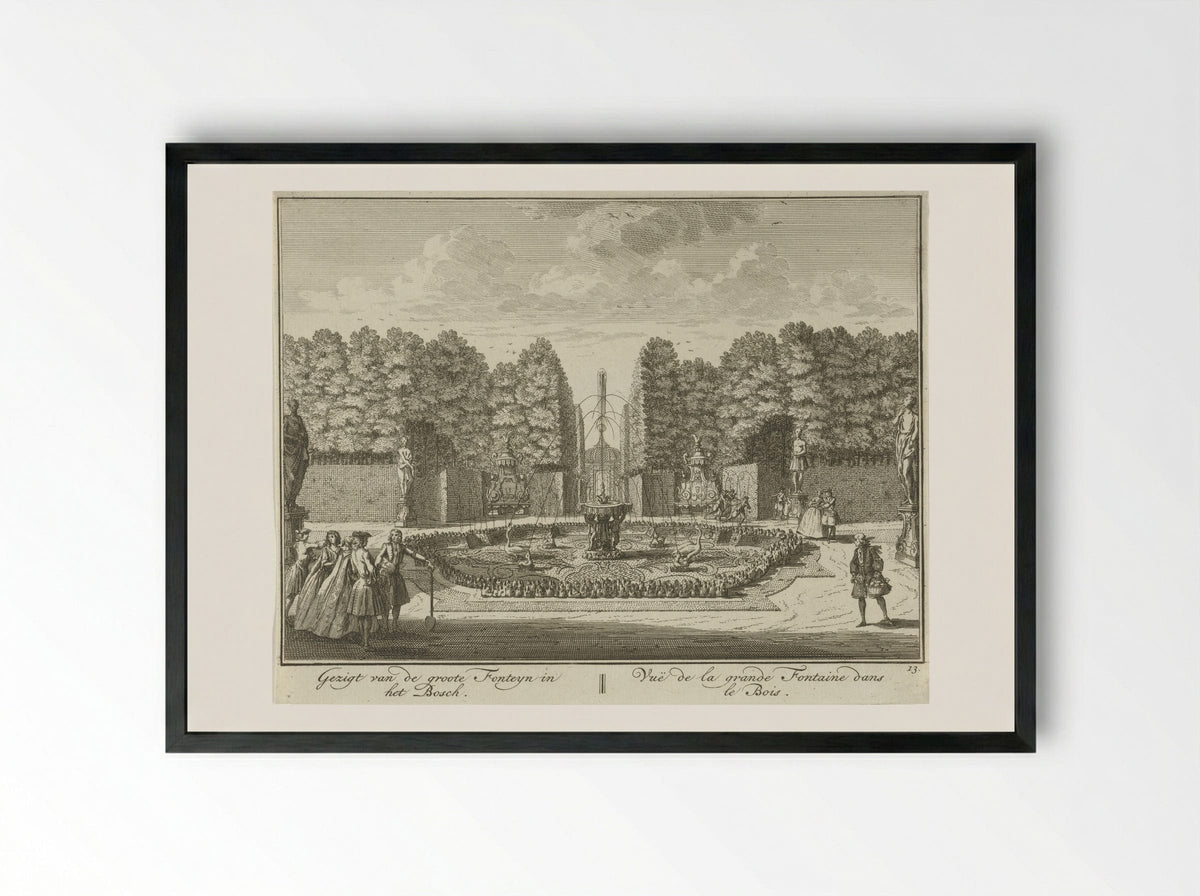 Grote fontein in de tuin van Huis ter Meer te Maarssen - Hendrik de Leth - Framed Print Black