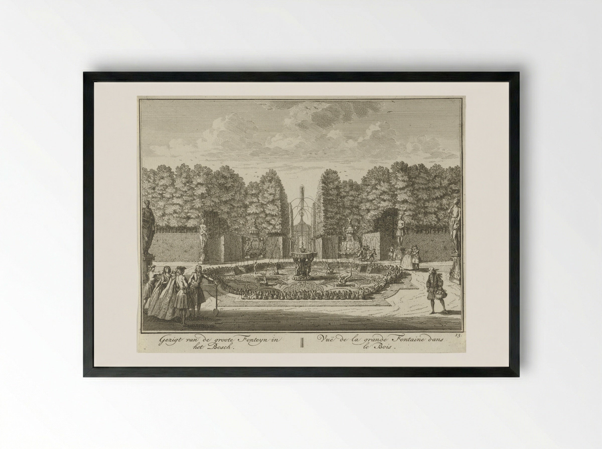 Grote fontein in de tuin van Huis ter Meer te Maarssen - Hendrik de Leth - Framed Print Black