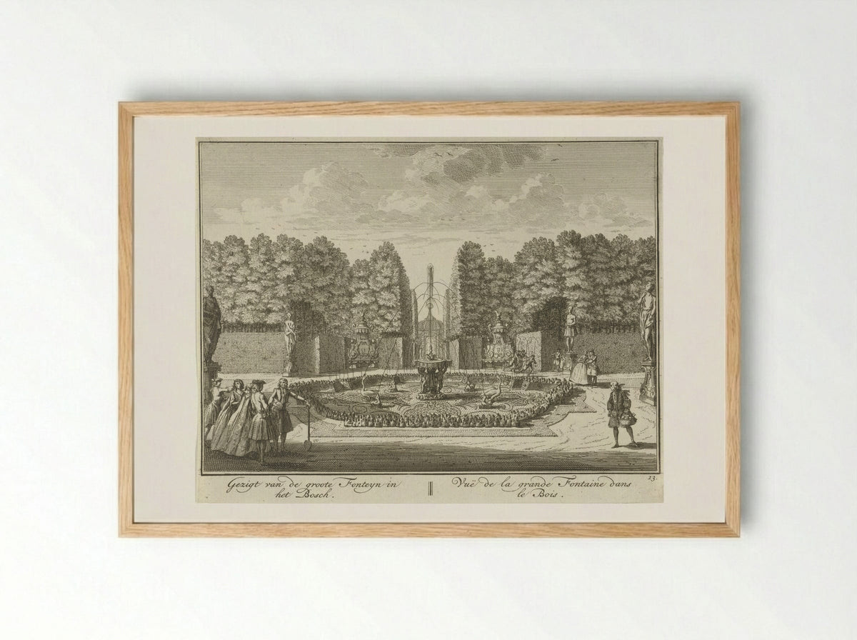 Grote fontein in de tuin van Huis ter Meer te Maarssen - Hendrik de Leth - Framed Print Wood