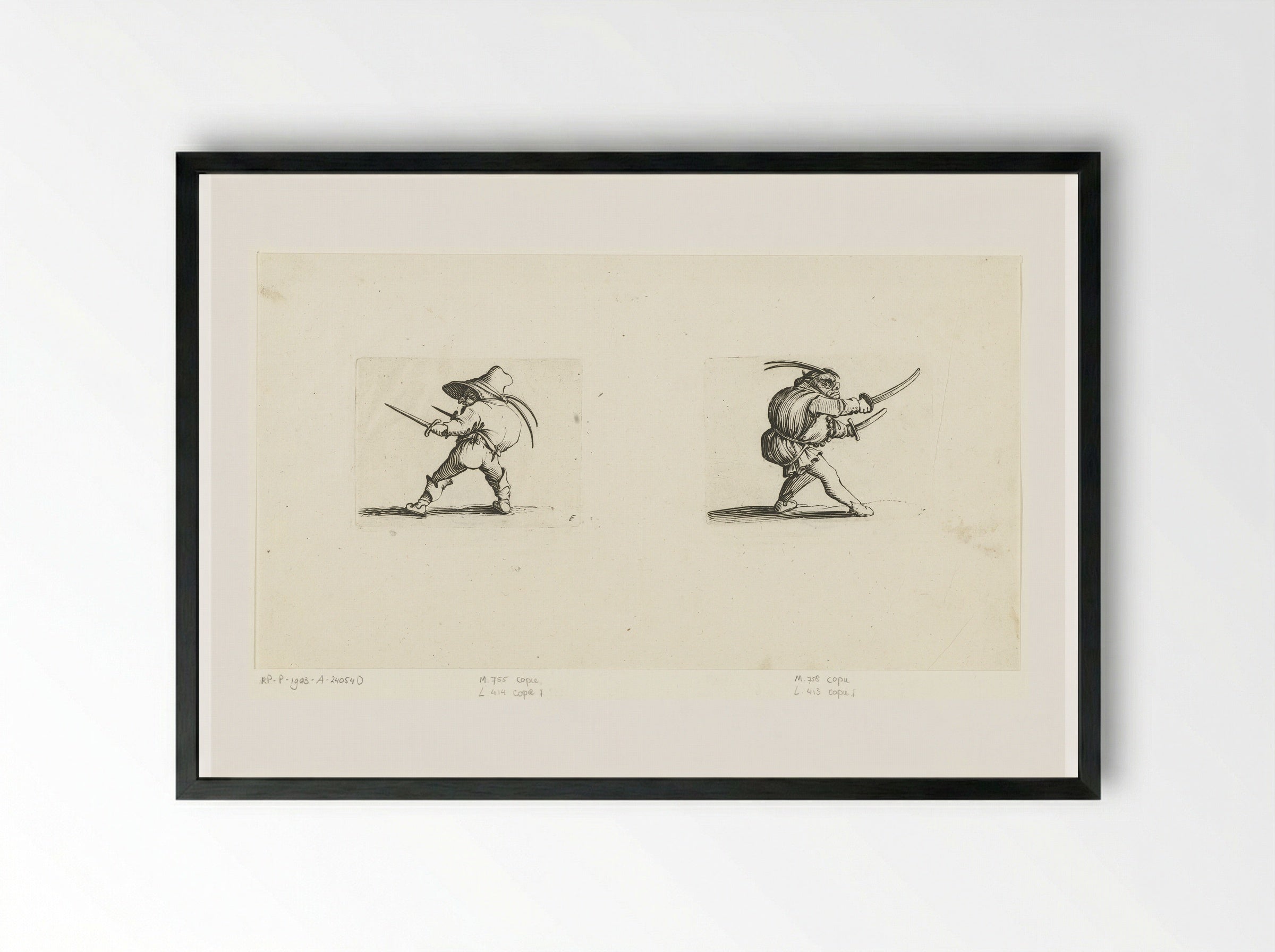 Grotesque Figures with Daggers and Swords - Abraham Bosse - Framed Print Black