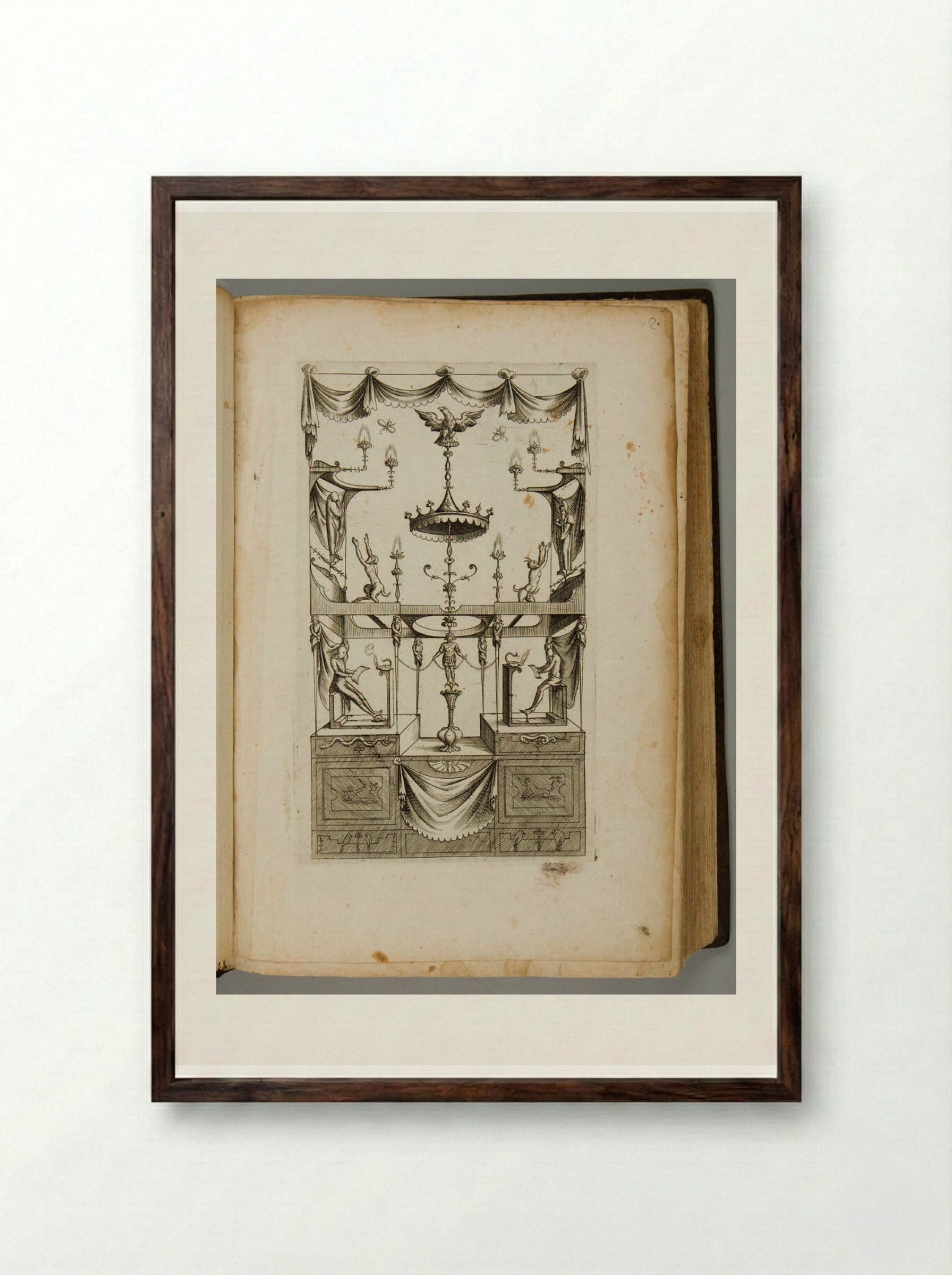 Grotesque Ornament Design - Hans Vredeman de Vries - Framed Print Dark Wood