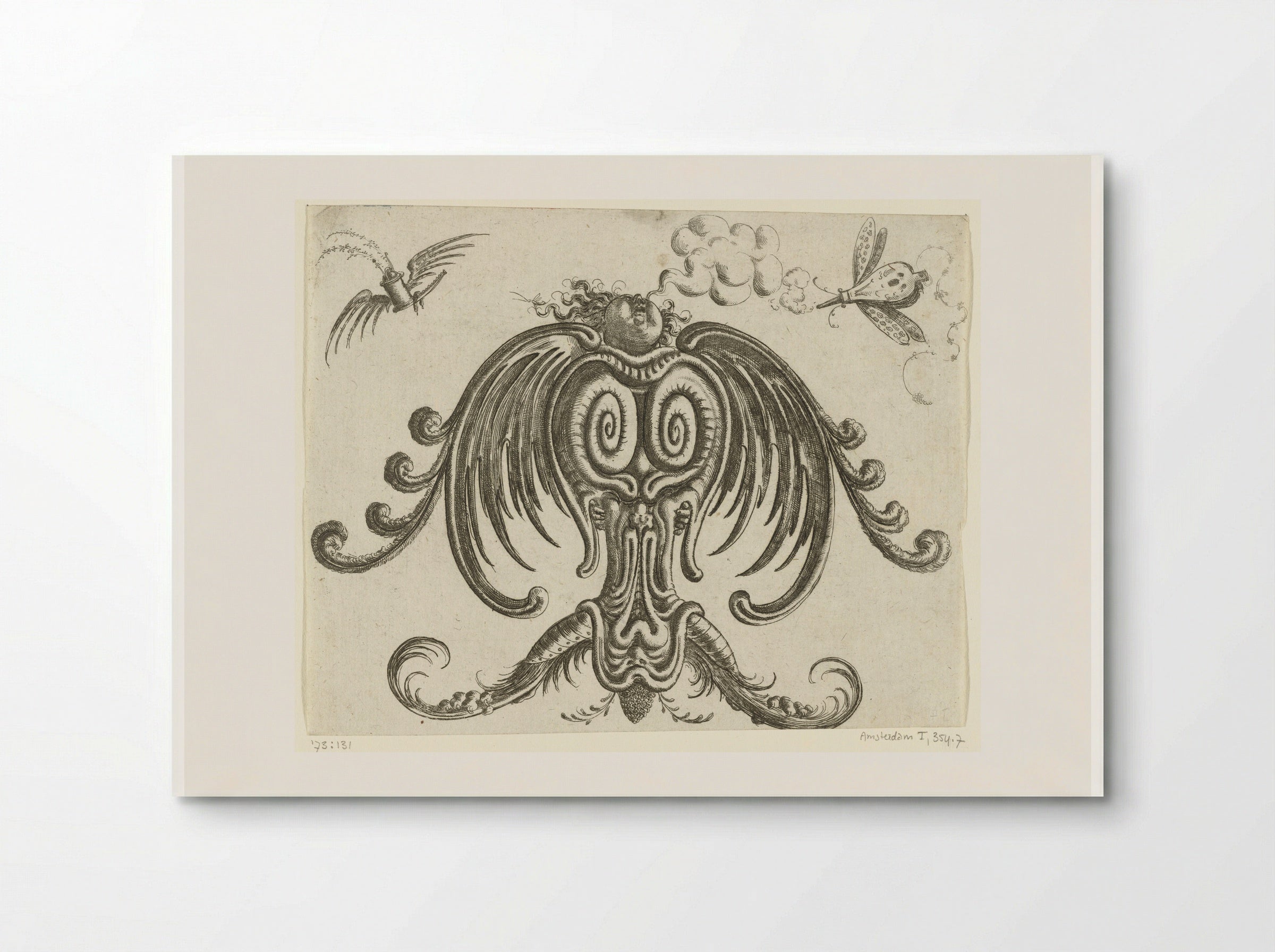 Grotesque Ornament with Looking-Up Angel - Christoph Jamnitzer - Poster