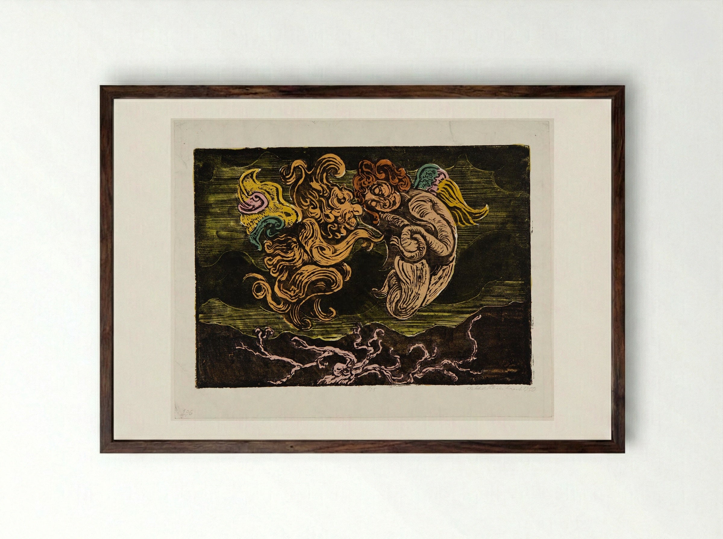 Grotesque - Jakob Steinhardt - Framed Print Dark Wood