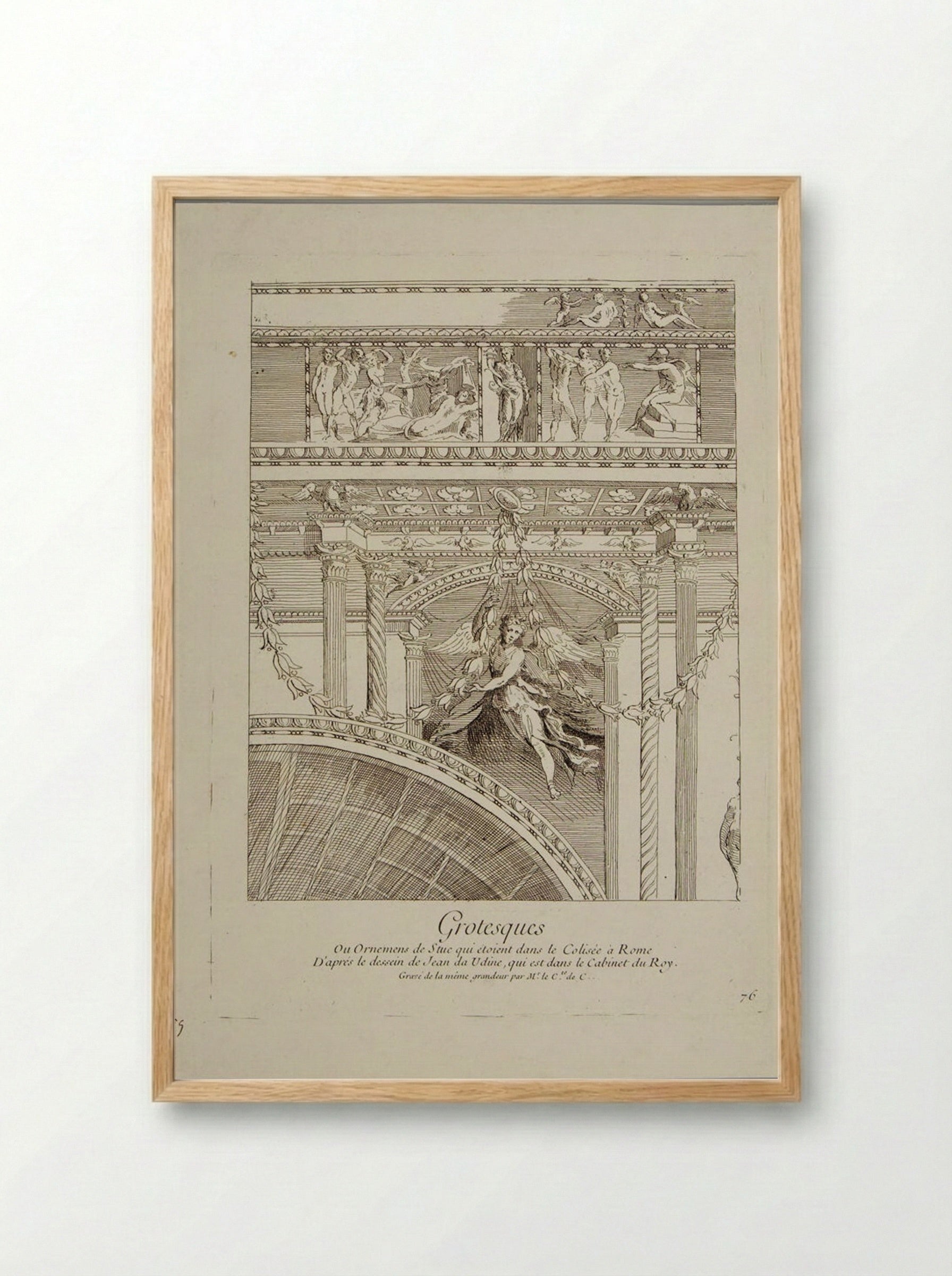 Grotesques Ornaments from the Colosseum in Rome - Anne-Claude-Philippe de Tubières, comte de Caylus - Framed Print Wood
