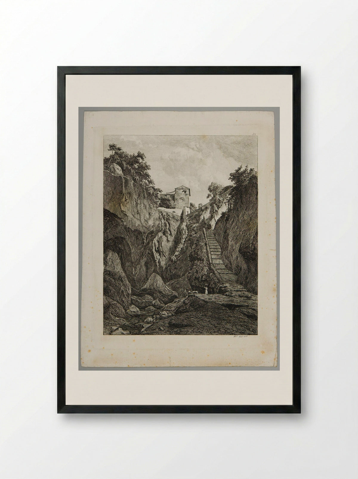 Grotto near Sorrento - Johann Hermann Carmiencke - Framed Print Black