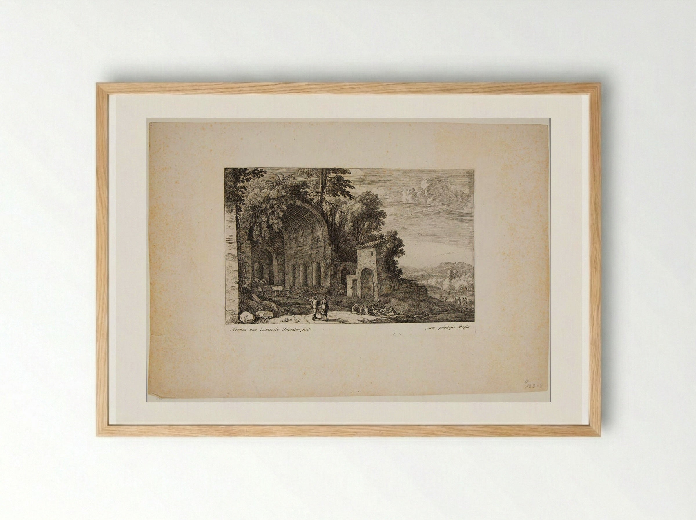 Grotto of the Nymph Egeria - Herman van Swanevelt - Framed Print Wood