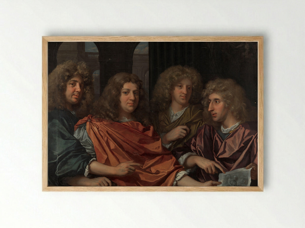 Group Portrait of Four Artists - Monogrammist GF - Framed Print Wood