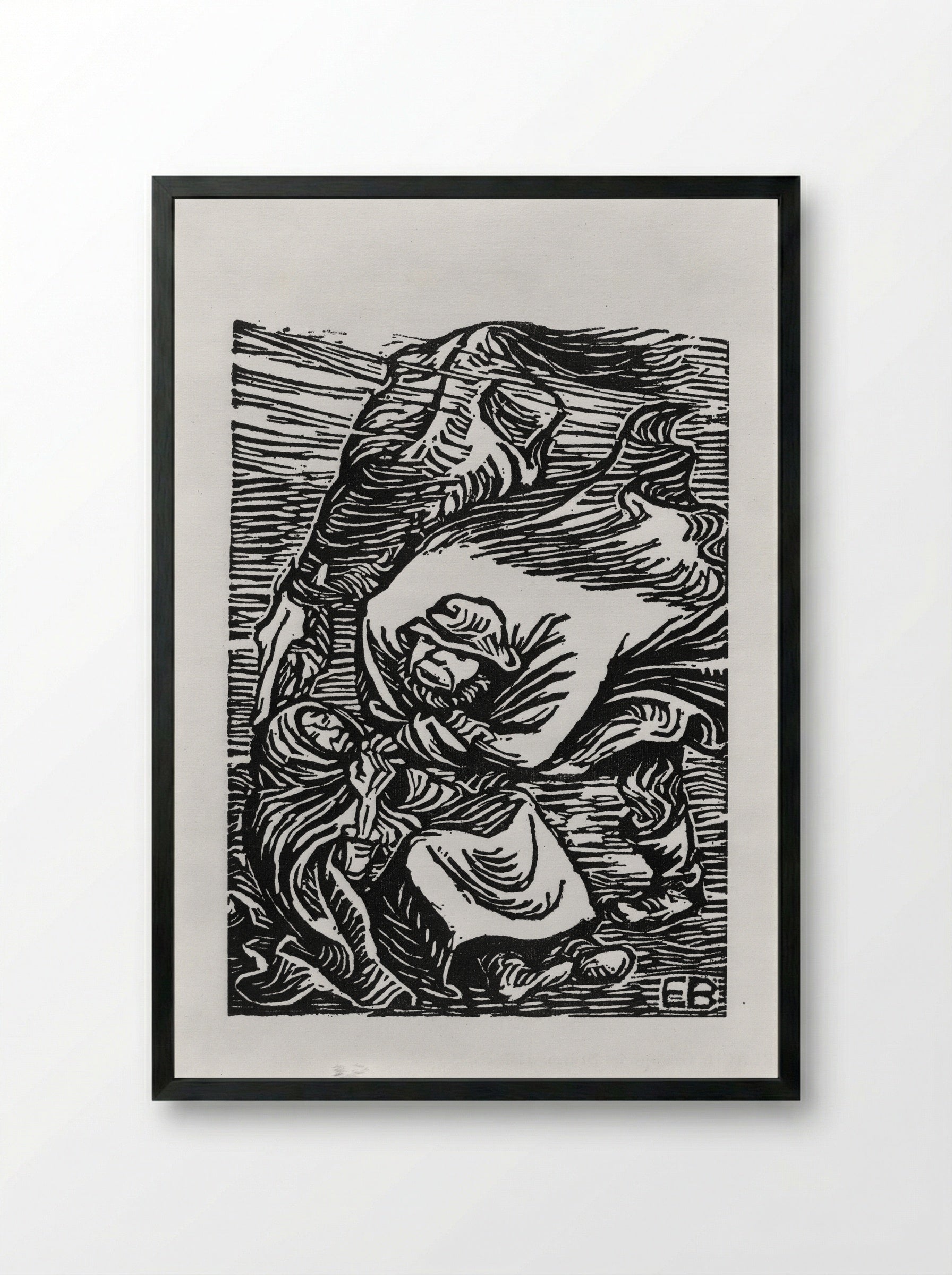 Group in Storm - Ernst Barlach - Framed Print Black