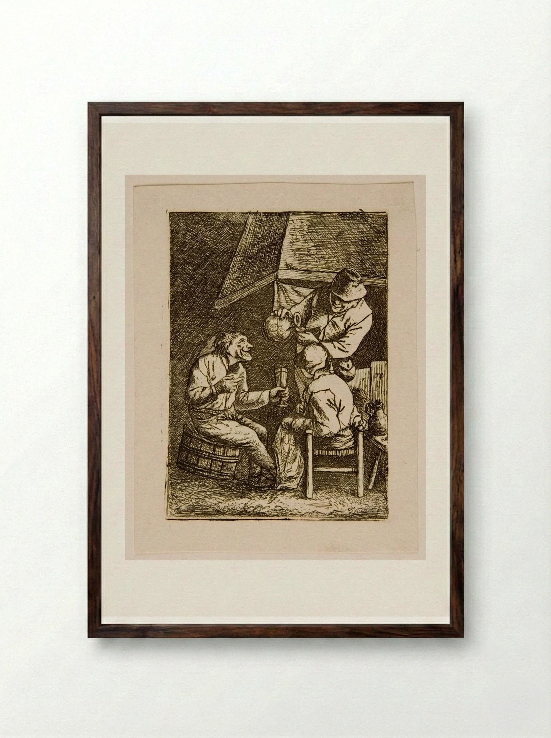 Group near a Chimney - David Deuchar - Framed Print Dark Wood