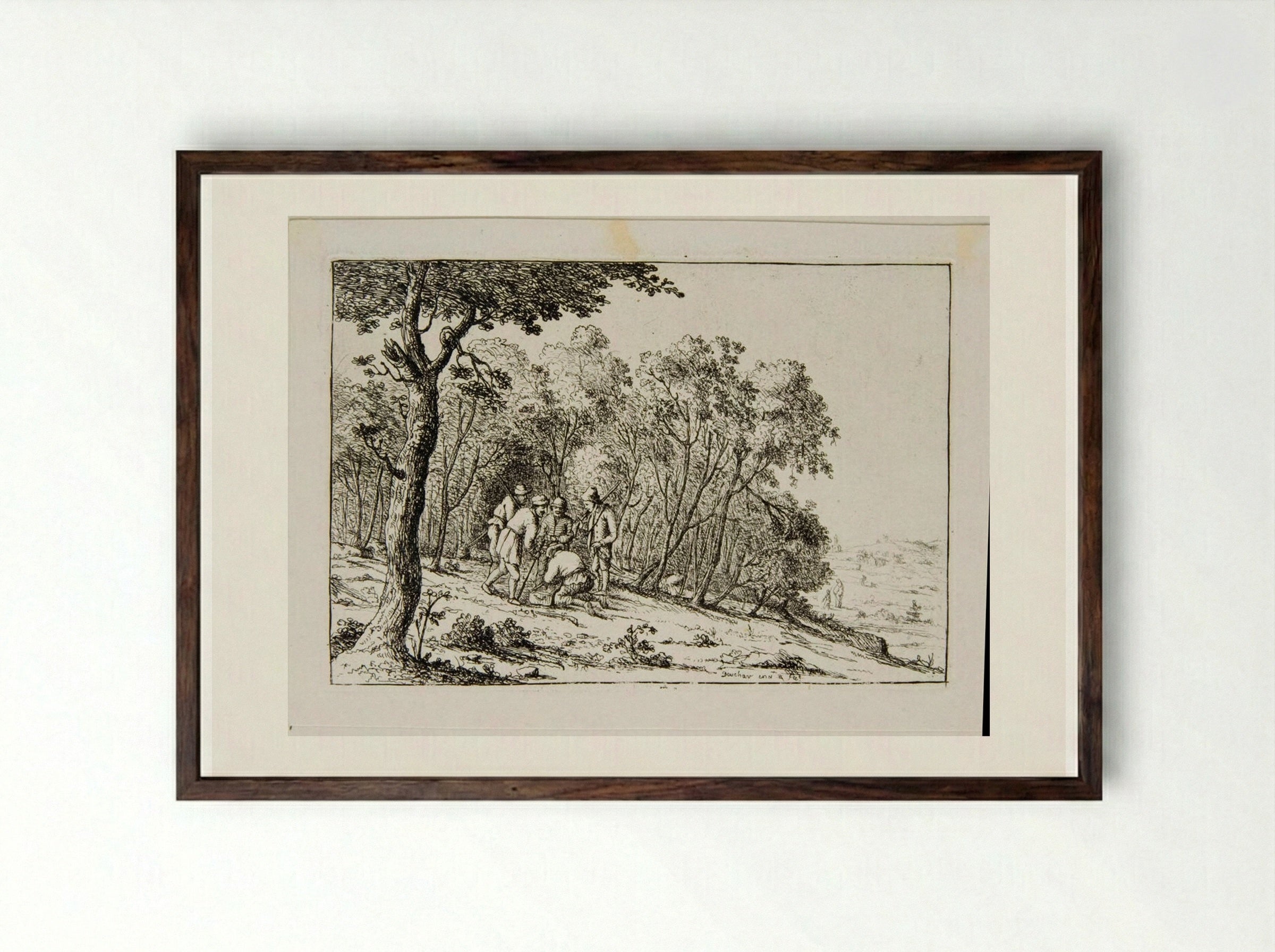 Group of Bandits in the Woods - David Deuchar - Framed Print Dark Wood