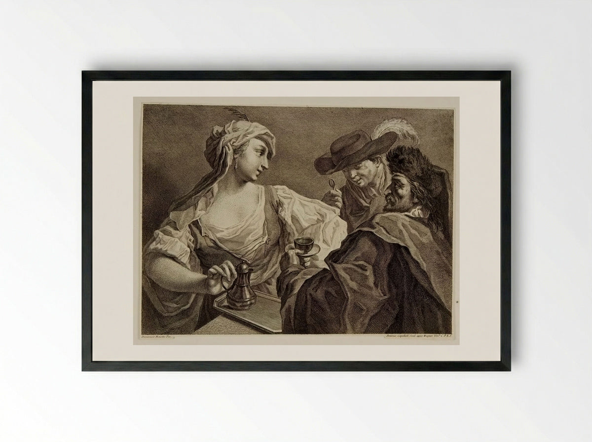 Group of Two Men and a Woman - Antonio Capellan - Framed Print Black