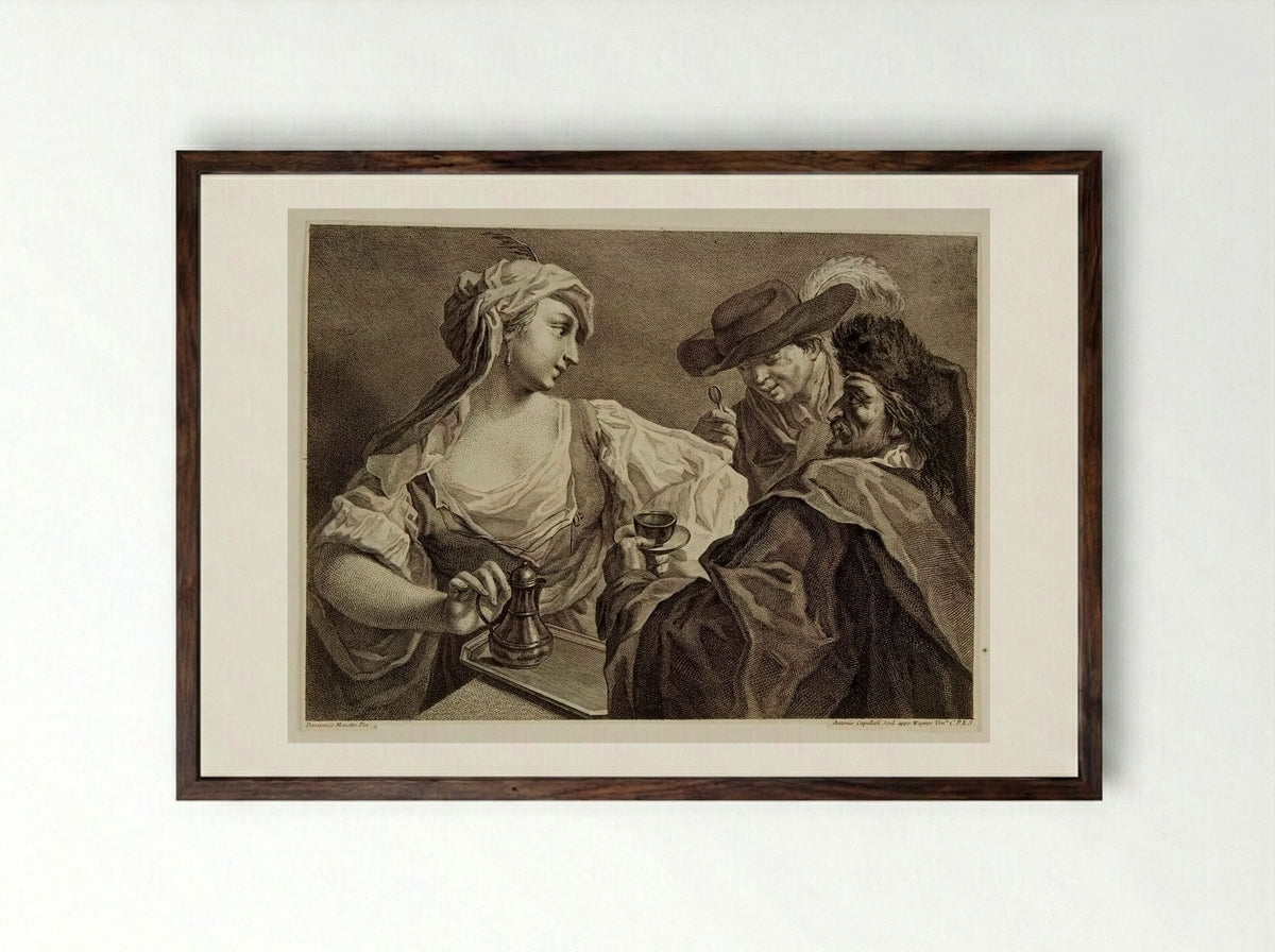 Group of Two Men and a Woman - Antonio Capellan - Framed Print Dark Wood