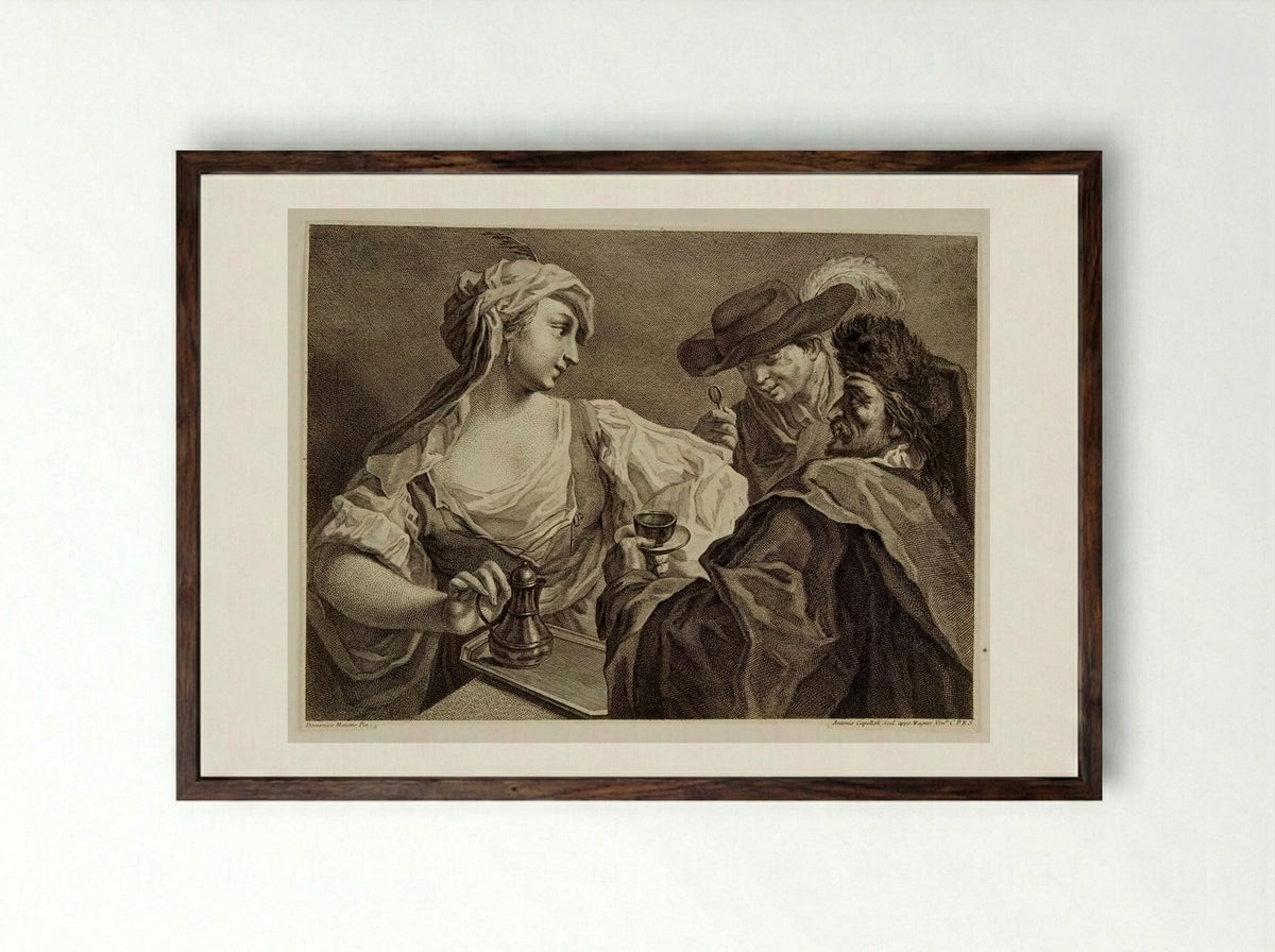 Group of Two Men and a Woman - Antonio Capellan - Framed Print Dark Wood