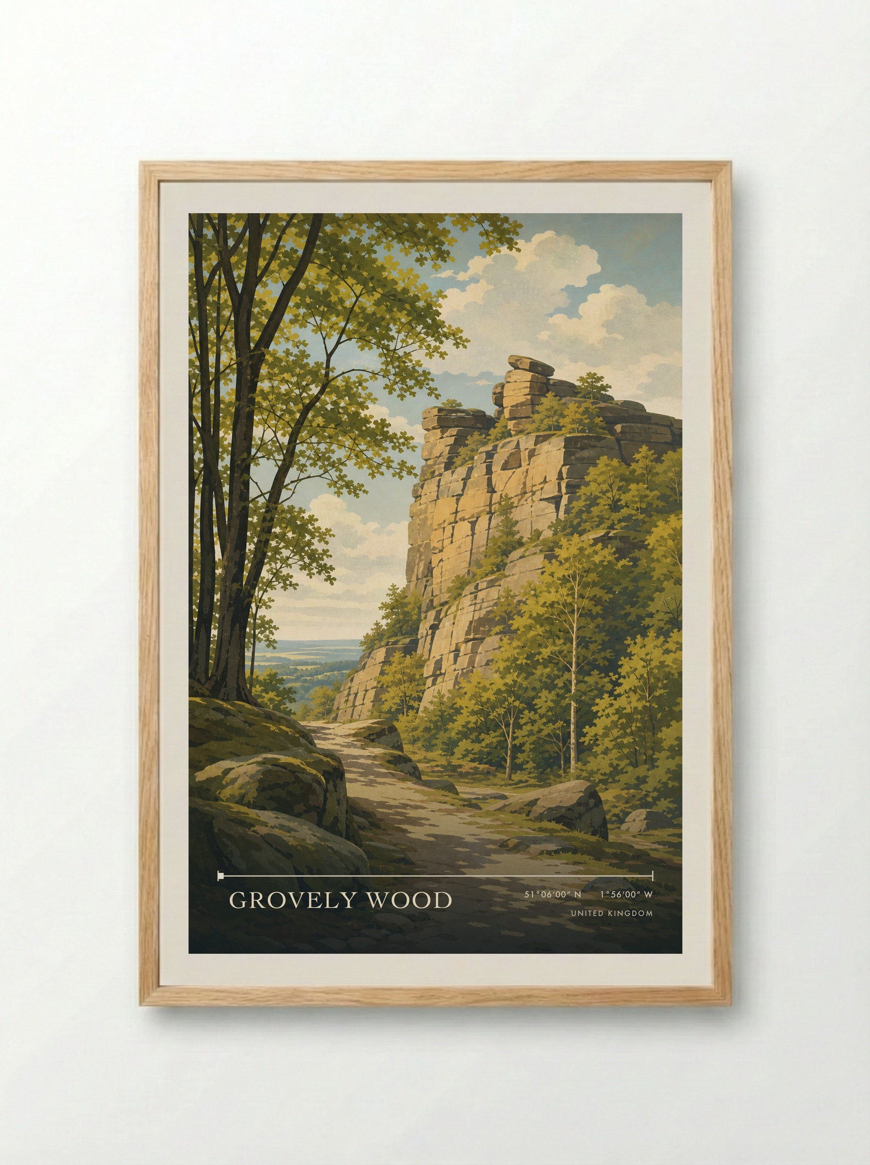 Grovely Wood United Kingdom Travel Poster - Framed Print Wood