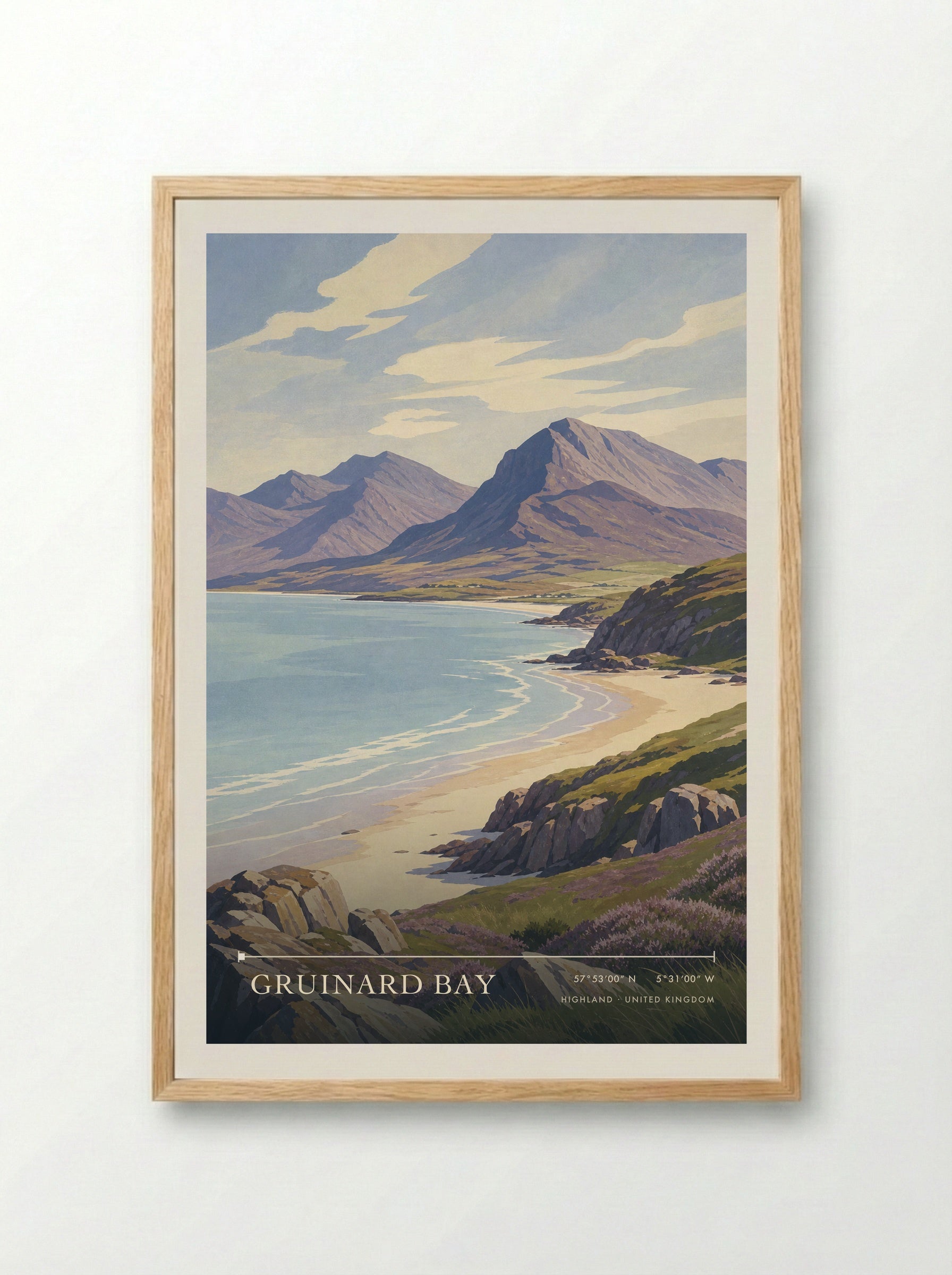 Gruinard Bay Highland United Kingdom Travel Poster - Framed Print Wood