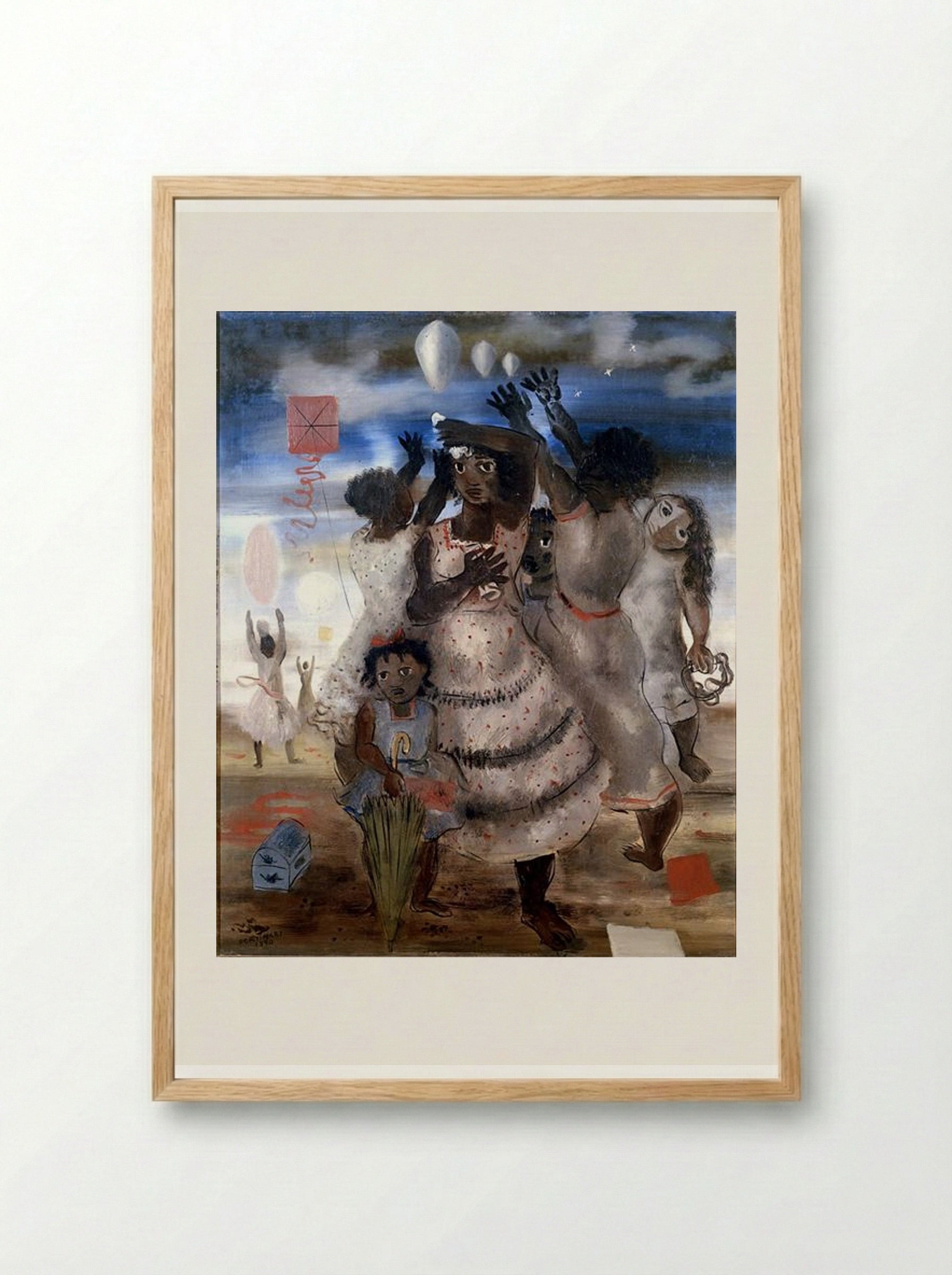 Grupo de Meninas Brincando - Candido Portinari - Framed Print Wood