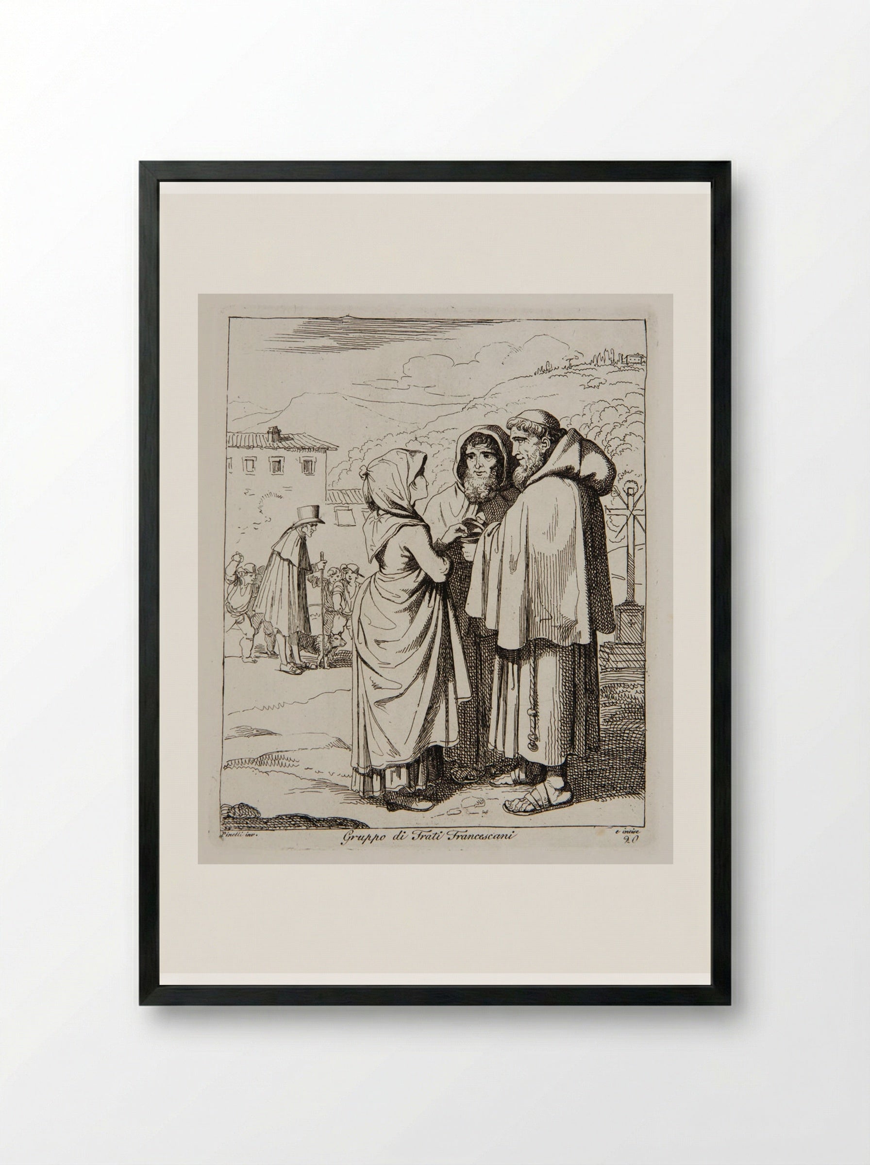 Gruppo di Frati Francescani - Bartolomeo Pinelli - Framed Print Black