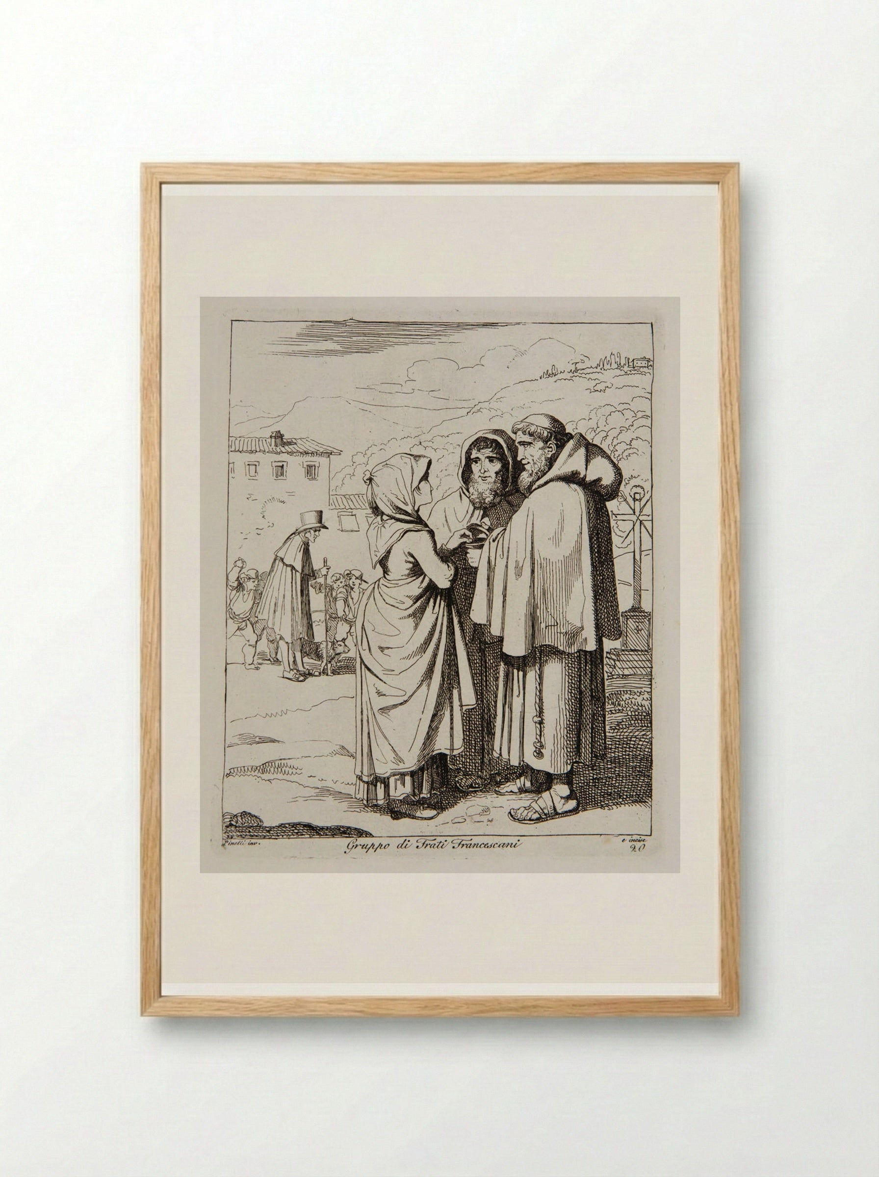 Gruppo di Frati Francescani - Bartolomeo Pinelli - Framed Print Wood