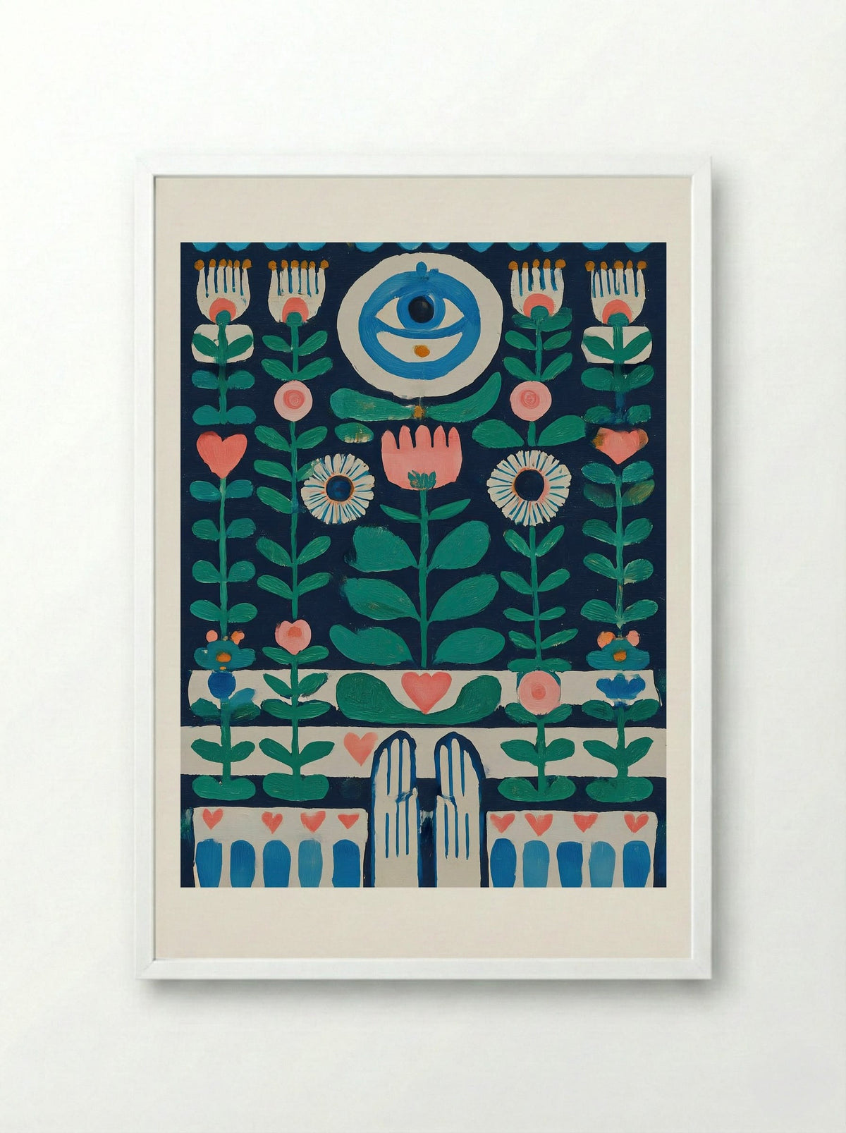 Guardian Blooms - Framed Print White