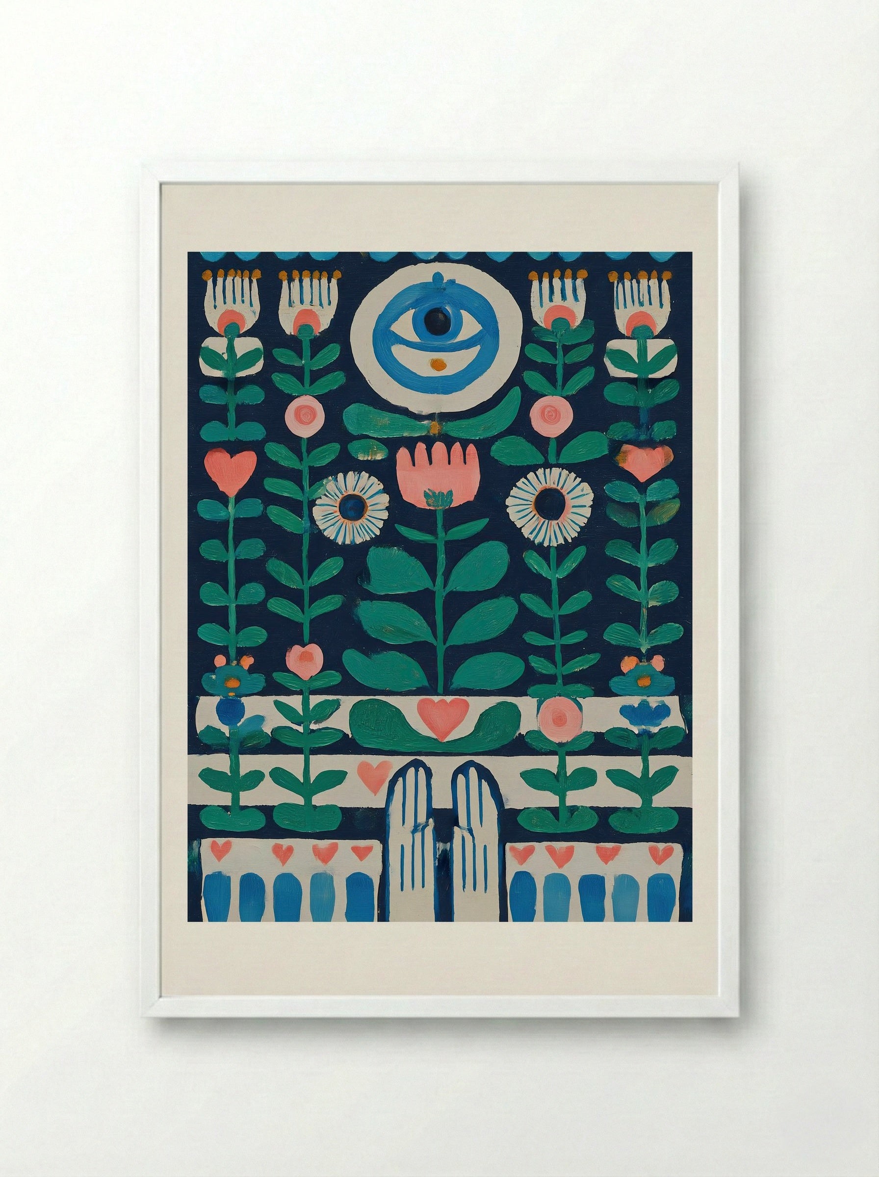Guardian Blooms - Framed Print White