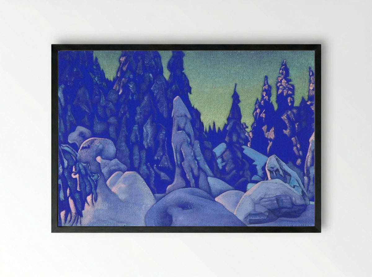 Guardians of the Snow - Nicholas Roerich - Framed Print Black