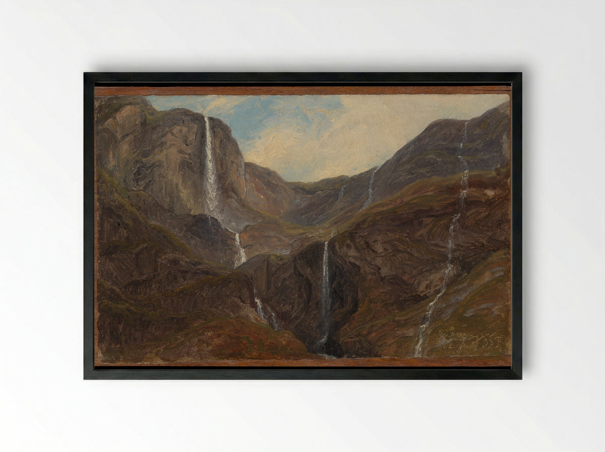 Gudvangen - Thomas Fearnley - Framed Print Black