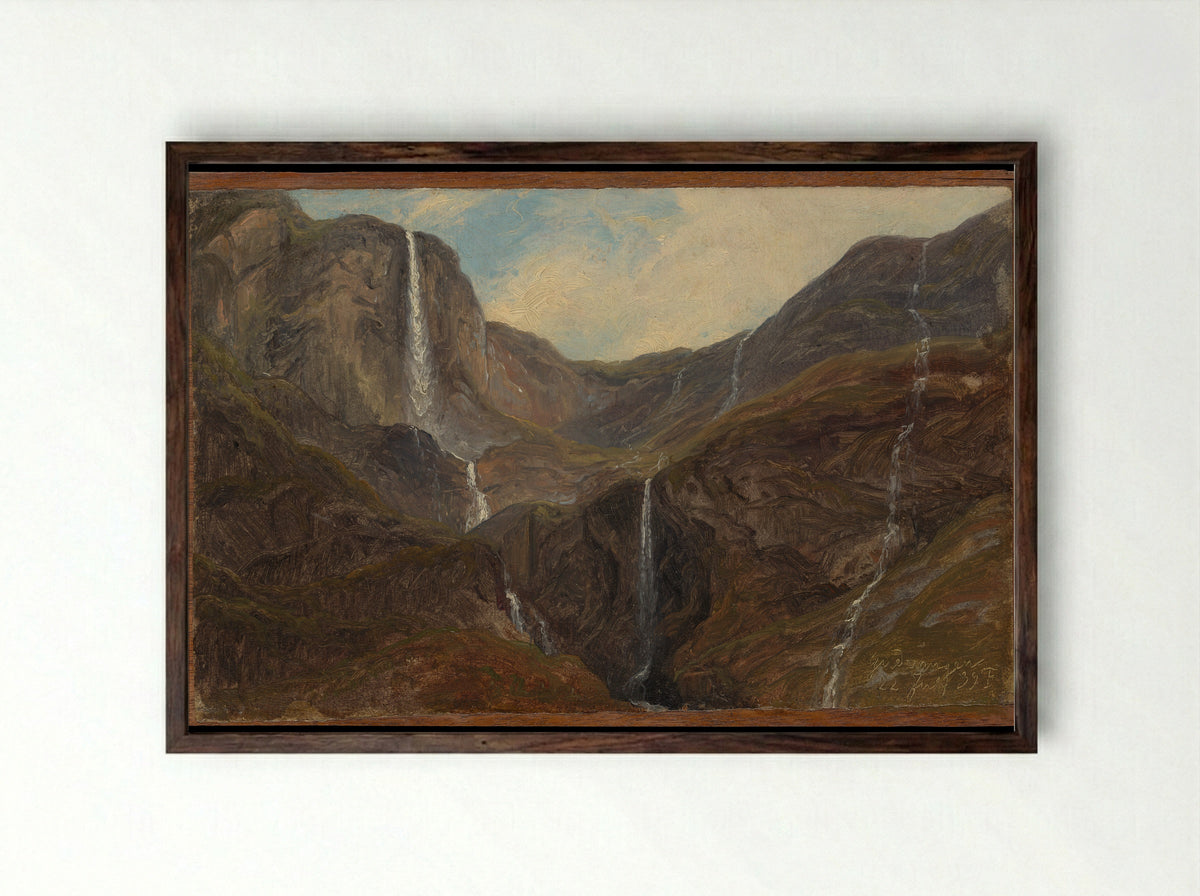 Gudvangen - Thomas Fearnley - Framed Print Dark Wood