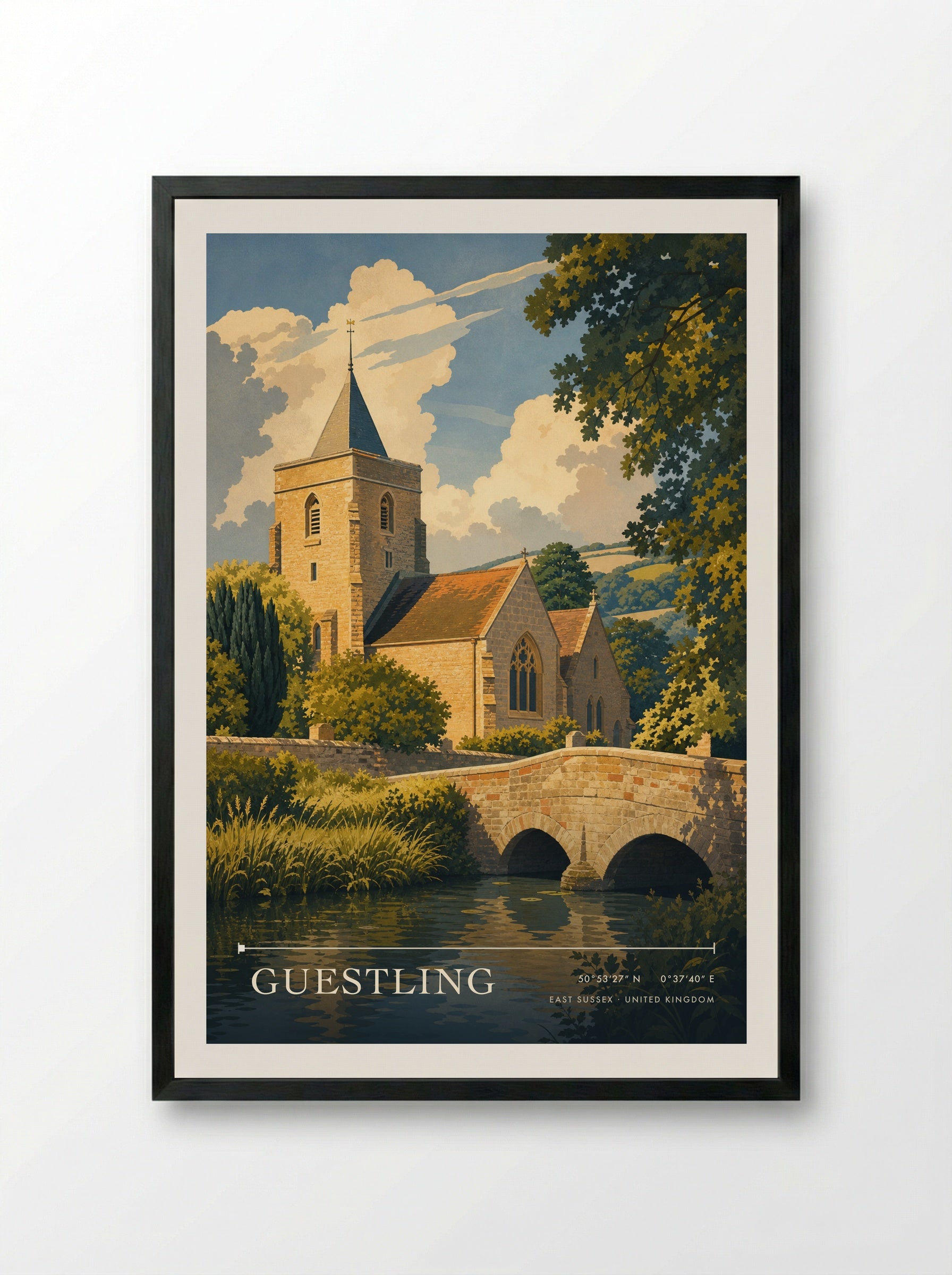 Guestling East Sussex United Kingdom Travel Poster - Framed Print Black