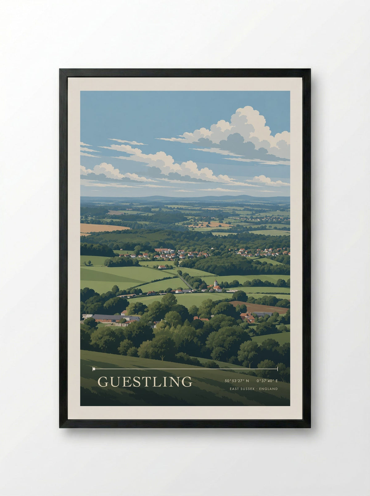 Guestling, East Sussex | Travel Poster - Framed Print Black
