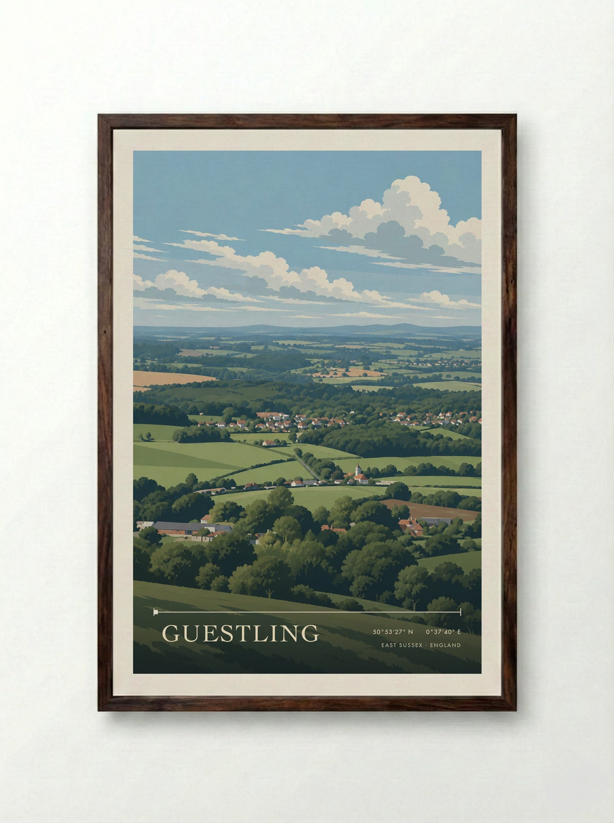 Guestling, East Sussex | Travel Poster - Framed Print Dark Wood