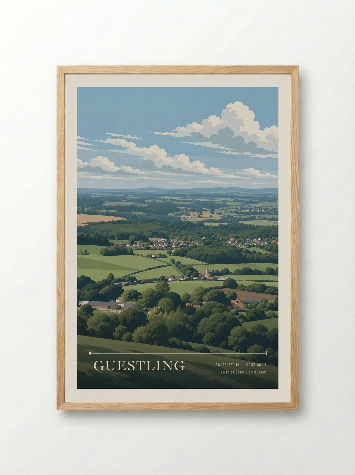 Guestling, East Sussex | Travel Poster - Framed Print Wood