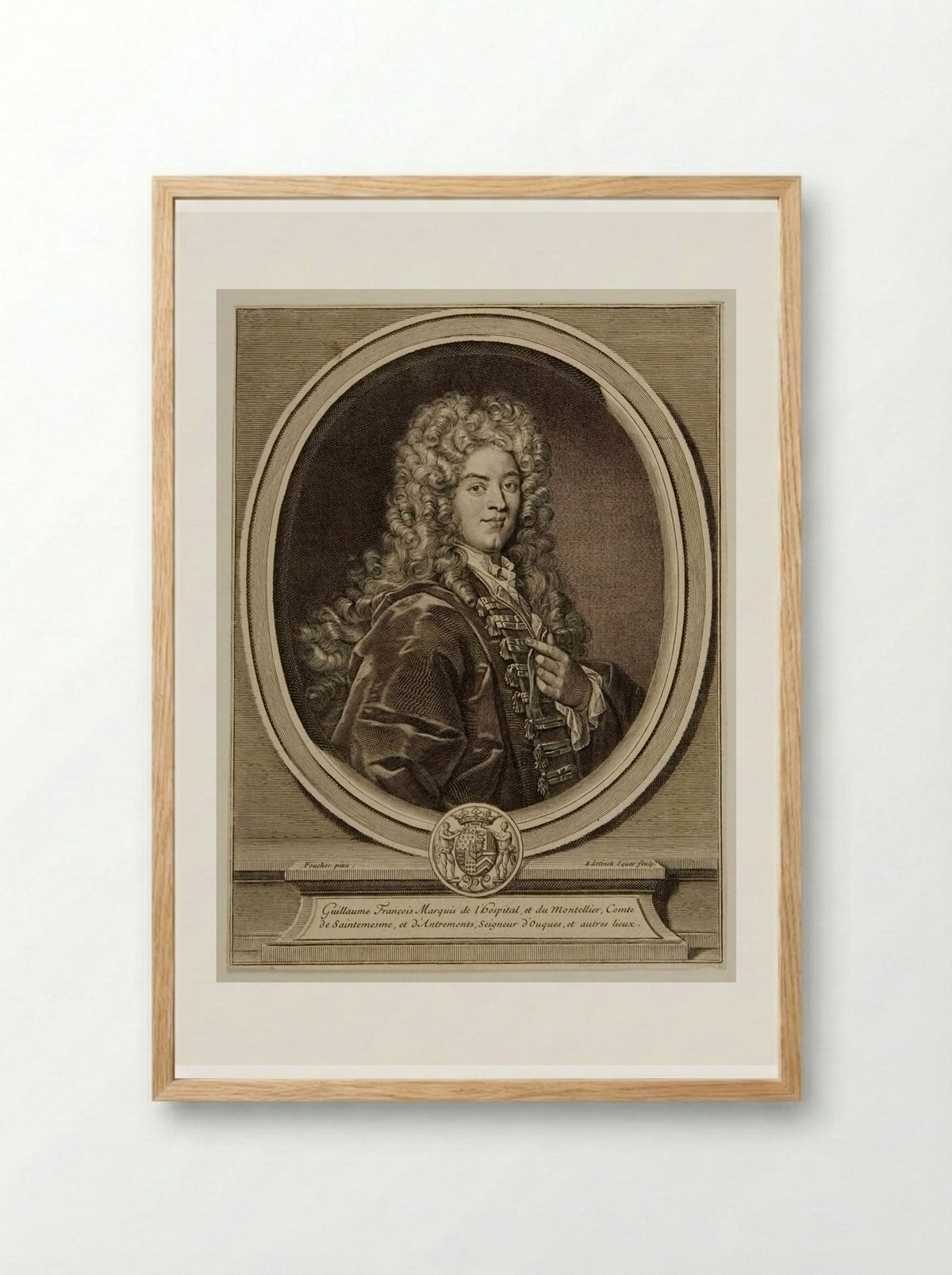 Guillaume François, Marquis de l'Hospital et du Montellier - Gérard Edelinck - Framed Print Wood