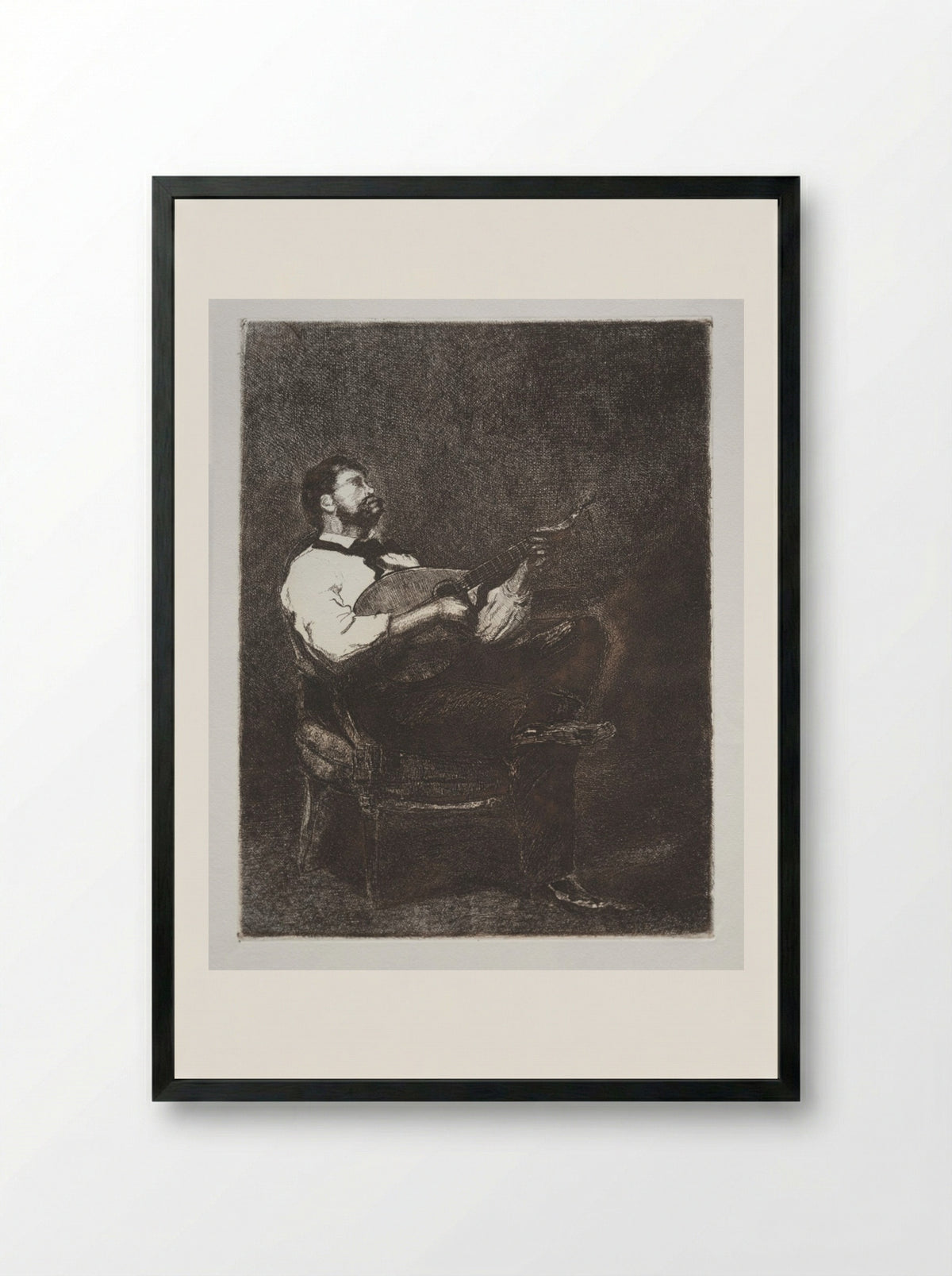 Guitar Player - François Bonvin - Framed Print Black