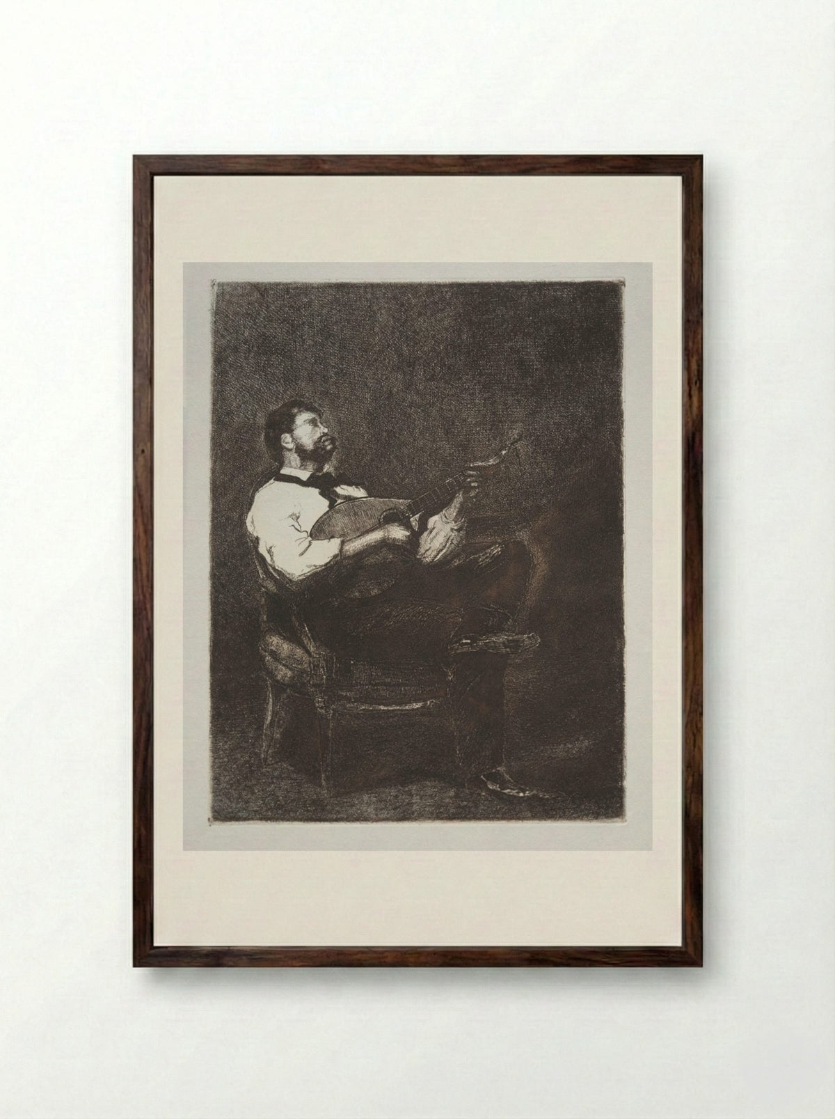 Guitar Player - François Bonvin - Framed Print Dark Wood