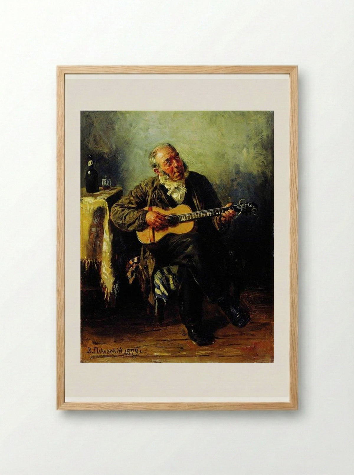 Guitar Player - Vladimir Makovsky - Framed Print Wood
