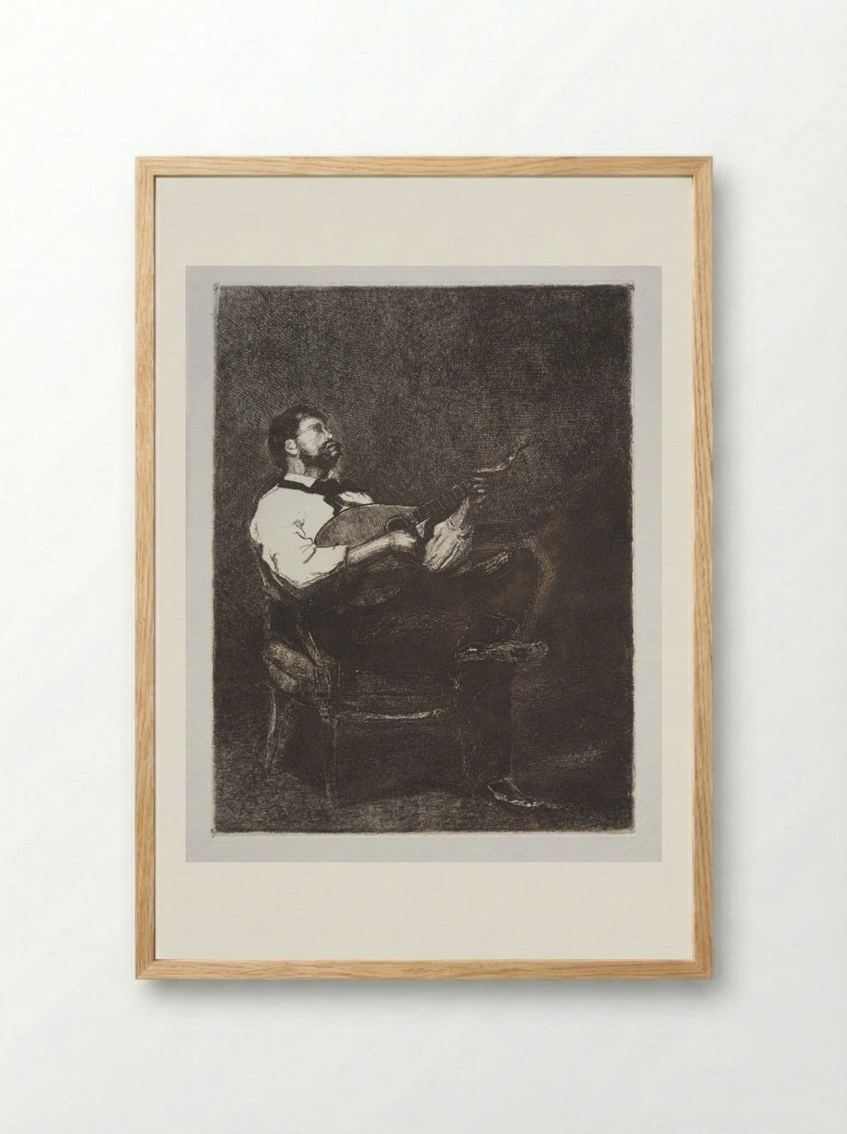 Guitar Player - François Bonvin - Framed Print Wood