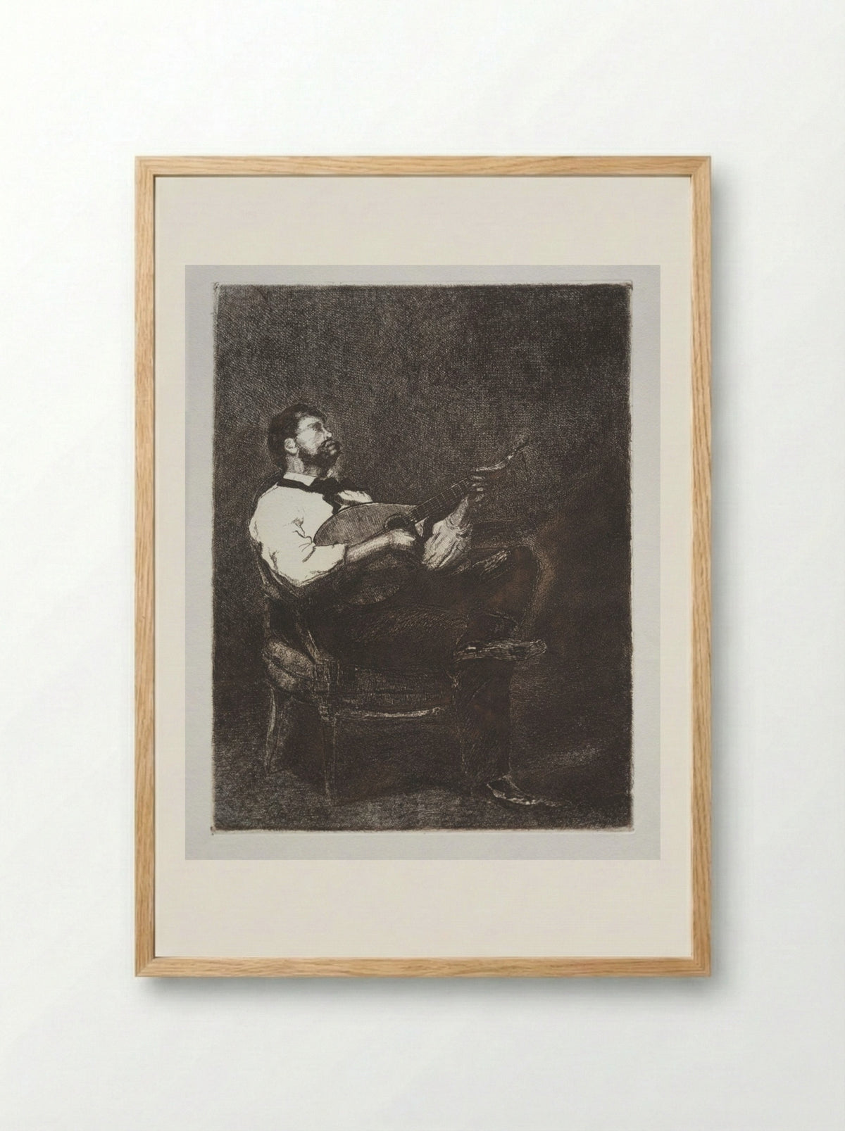 Guitar Player - François Bonvin - Framed Print Wood