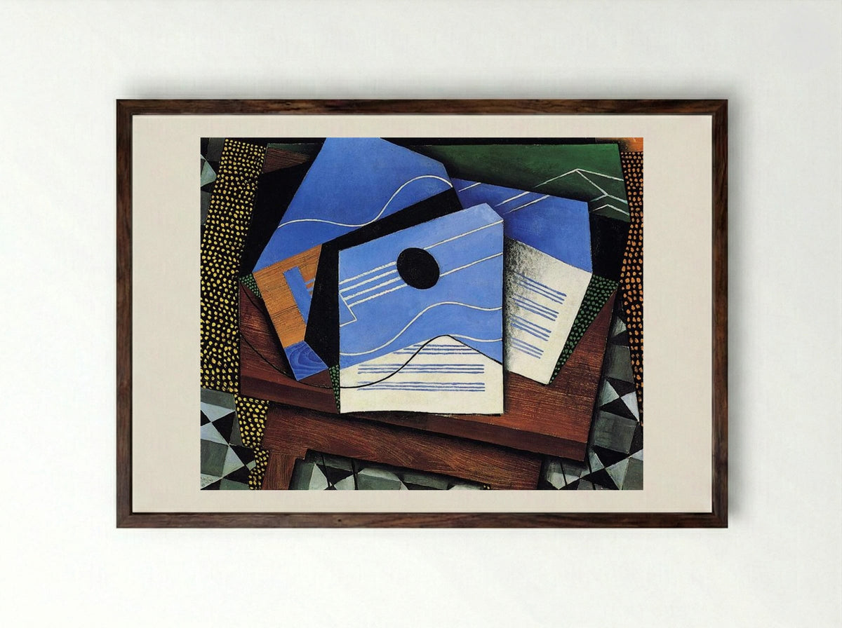 Guitar on a Table - Juan Gris - Framed Print Dark Wood