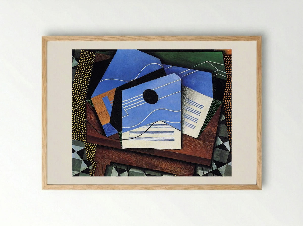 Guitar on a Table - Juan Gris - Framed Print Wood
