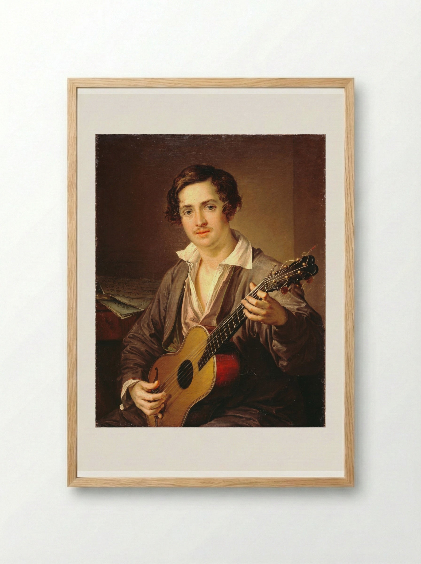 Guitarist - Vasily Tropinin - Framed Print Wood
