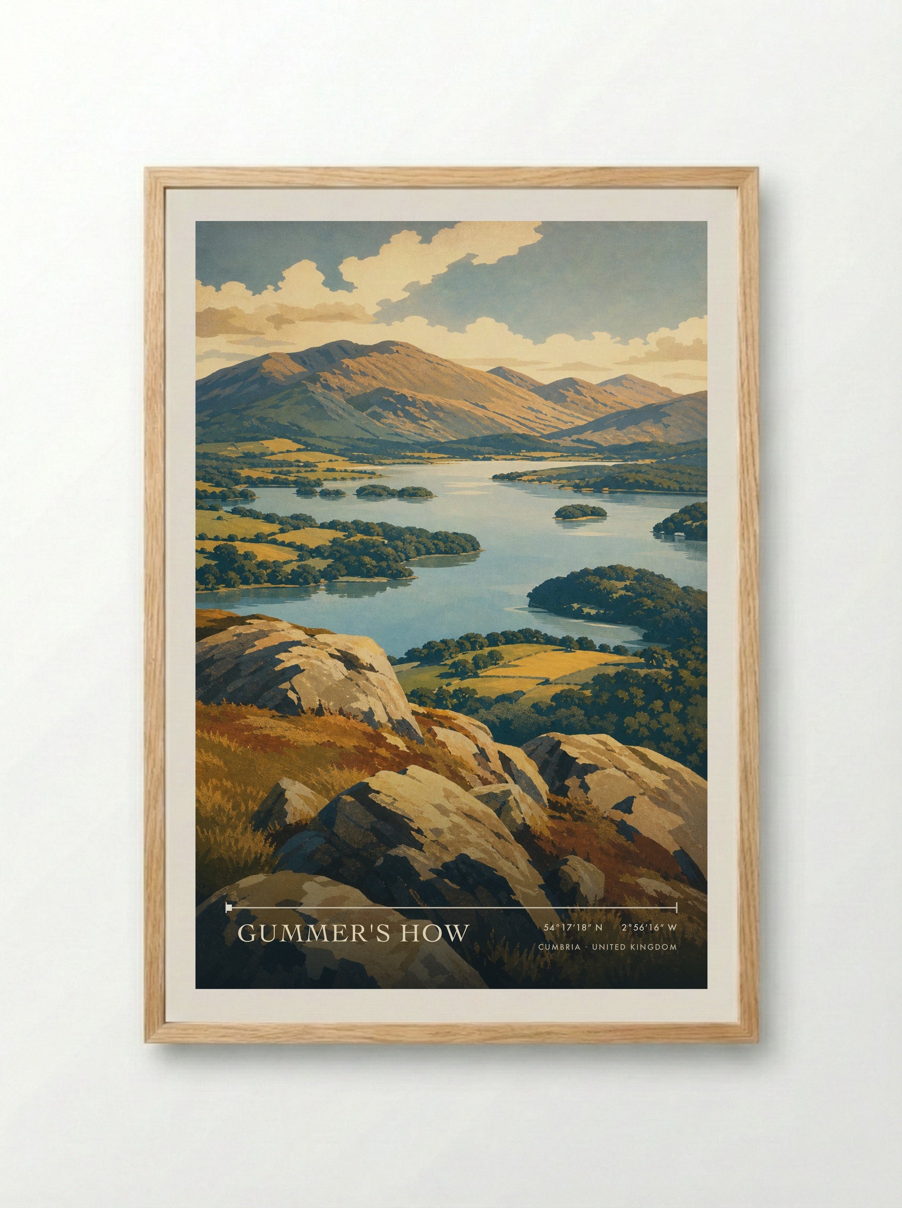 Gummer's How Cumbria United Kingdom Travel Poster - Framed Print Wood