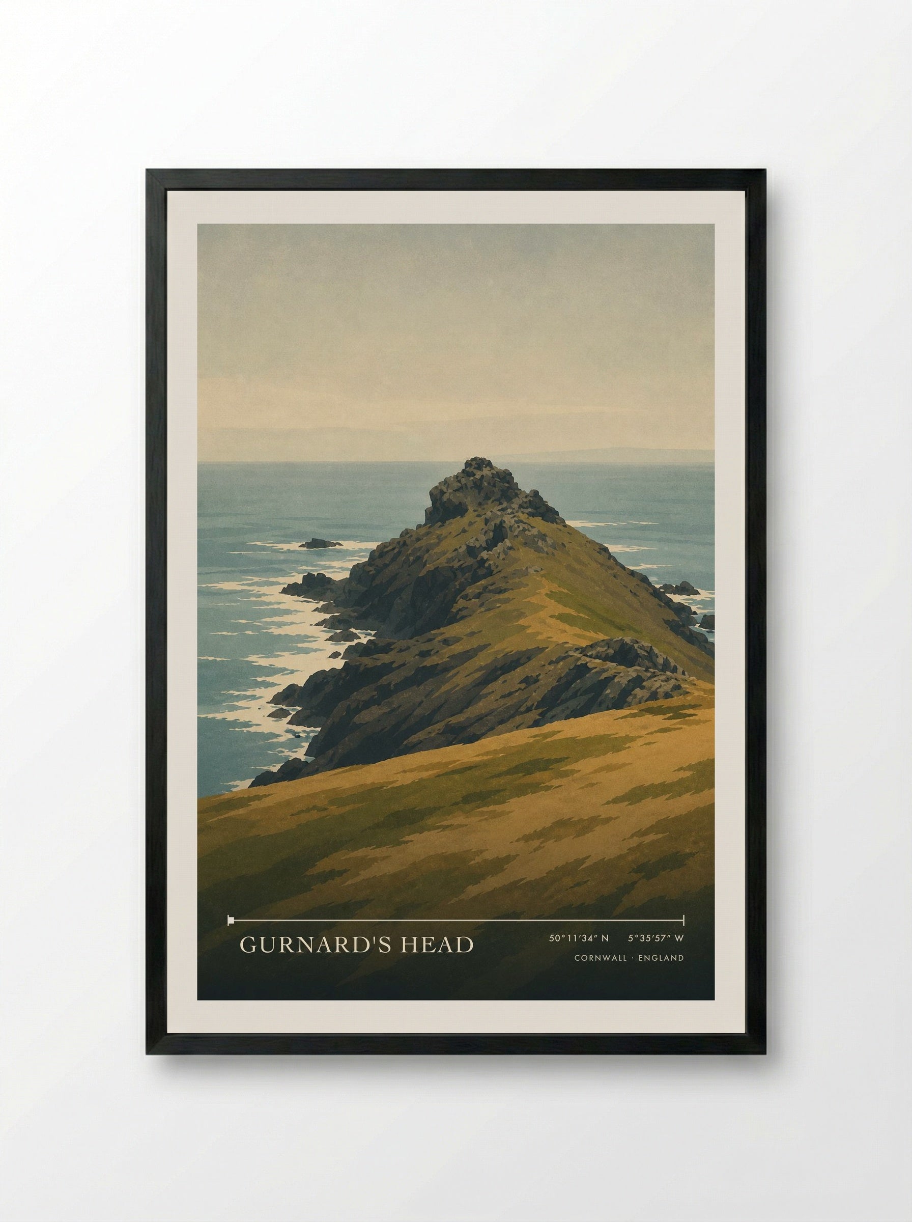 Gurnard's Head Cornwall England Travel Poster - Framed Print Black
