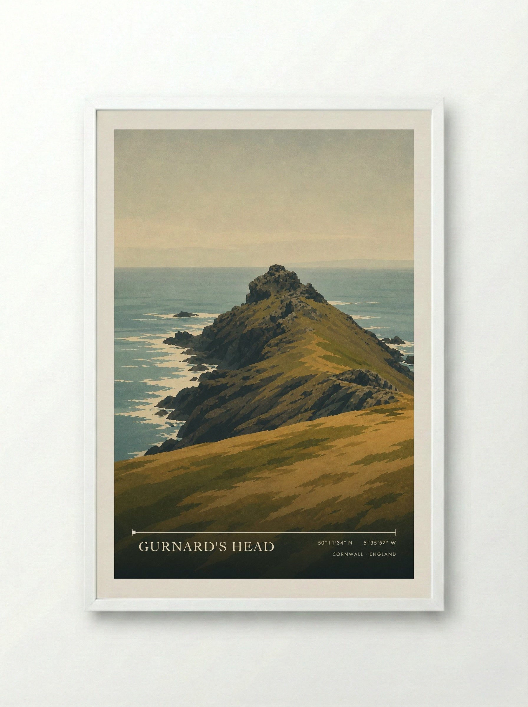 Gurnard's Head Cornwall England Travel Poster - Framed Print White