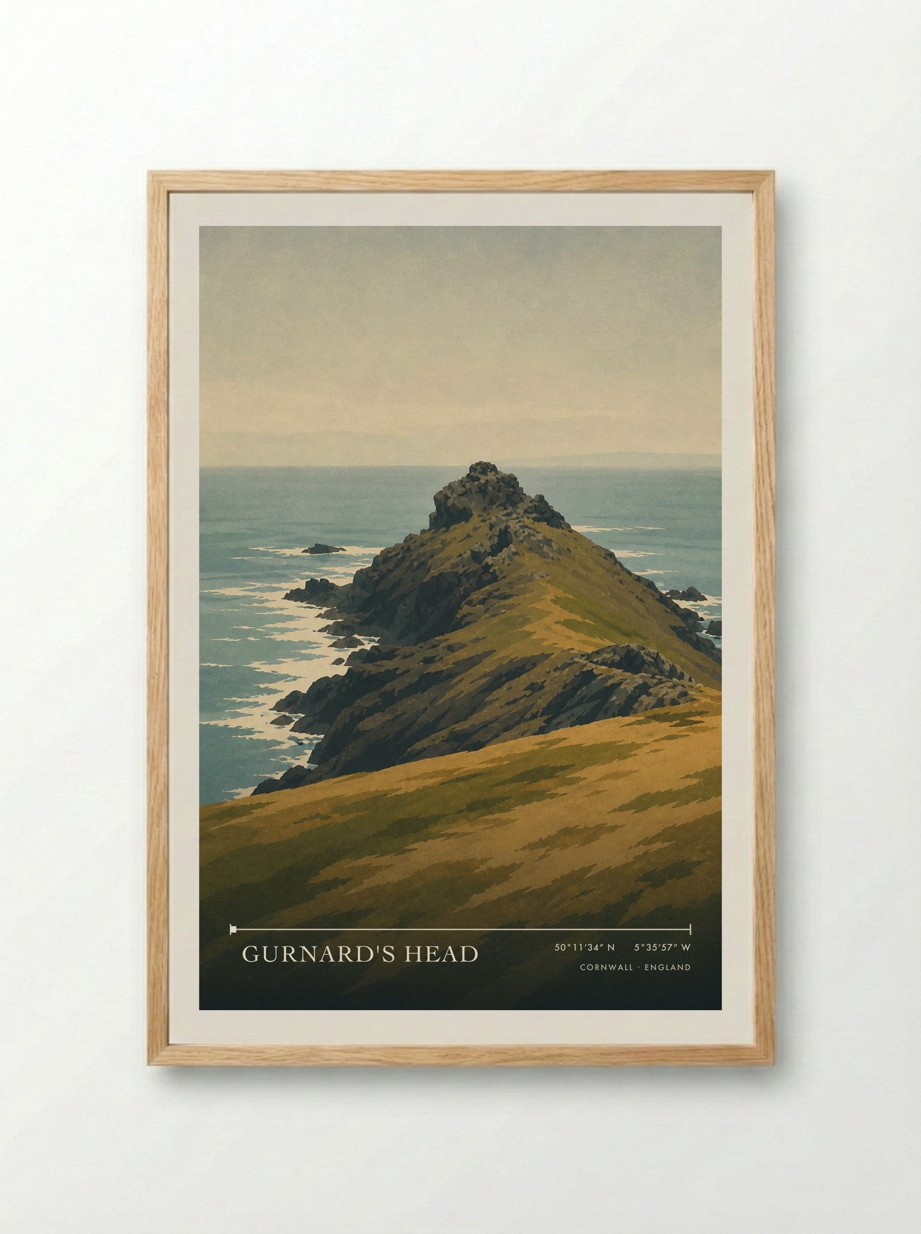 Gurnard's Head Cornwall England Travel Poster - Framed Print Wood