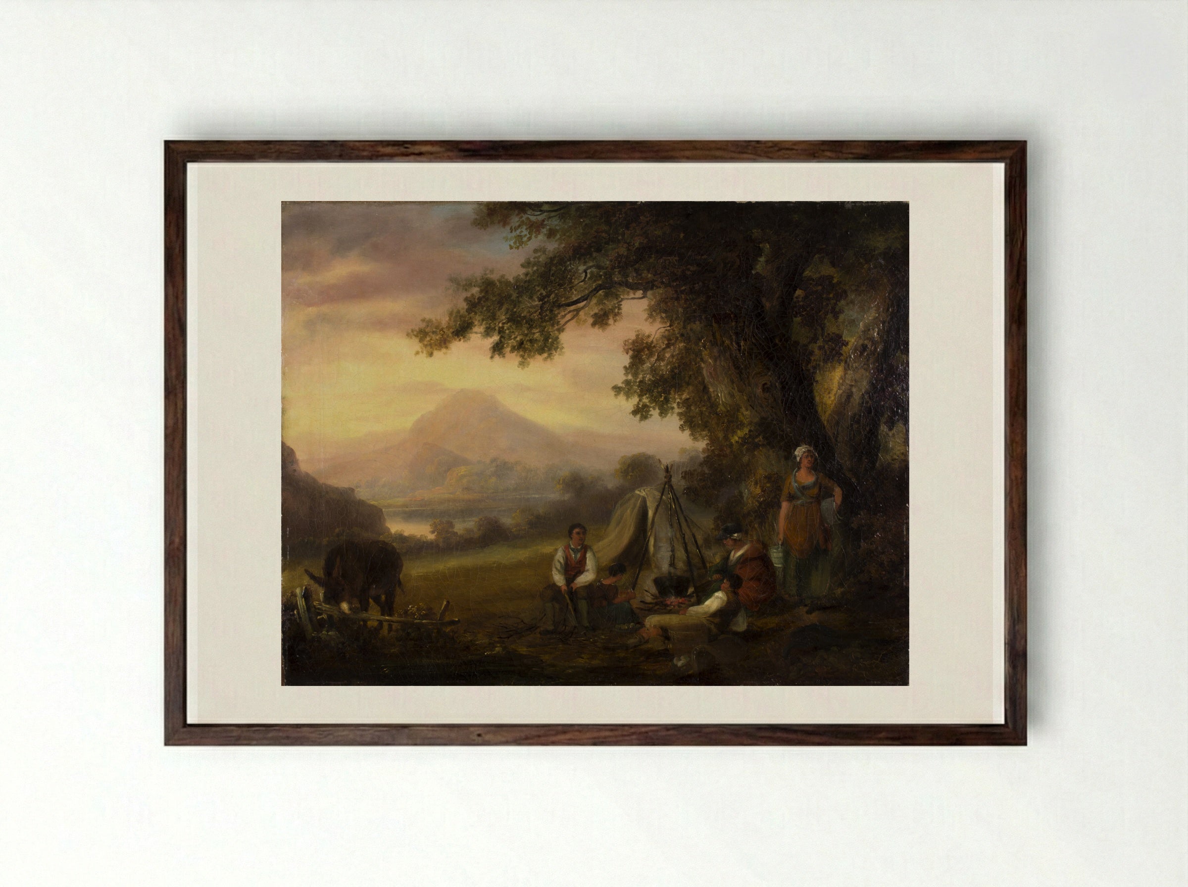 Gypsy Encampment - George Morland - Framed Print Dark Wood