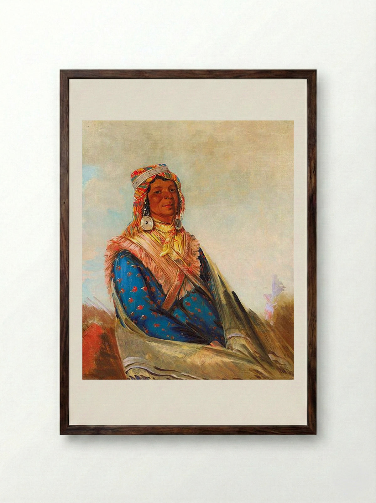 Hól-te-mál-te-téz-te-néek-ee, Sam Perryman (Creek Chief) - George Catlin - Framed Print Dark Wood