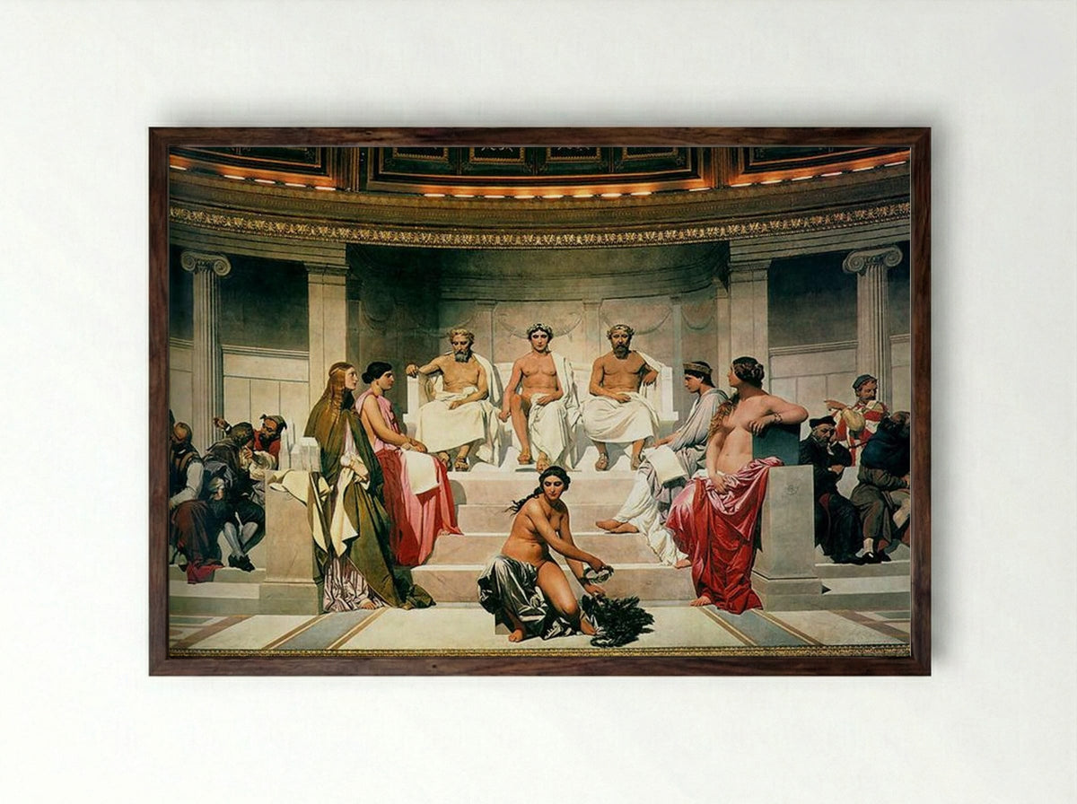 Hémicycle (Central Section) - Paul Delaroche - Framed Print Dark Wood
