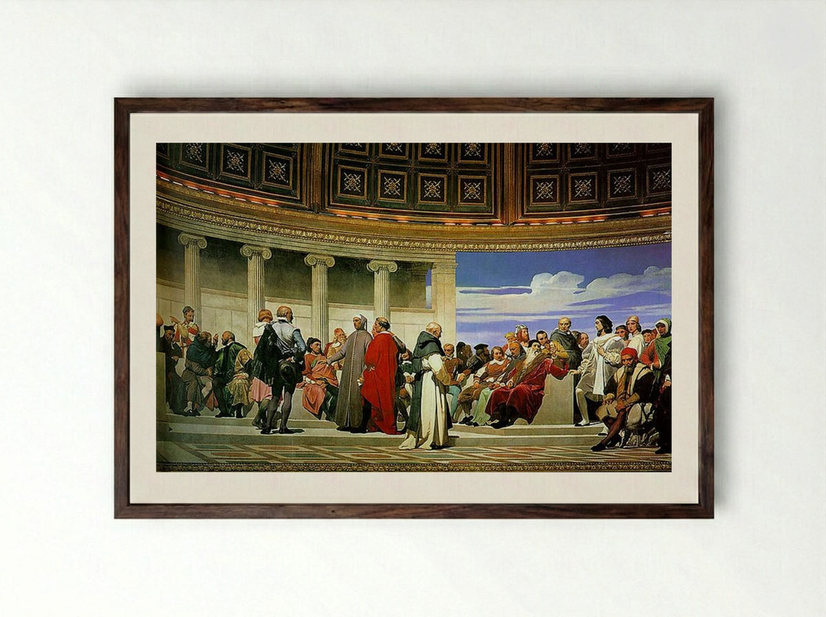 Hémicycle (Section 3) - Paul Delaroche - Framed Print Dark Wood